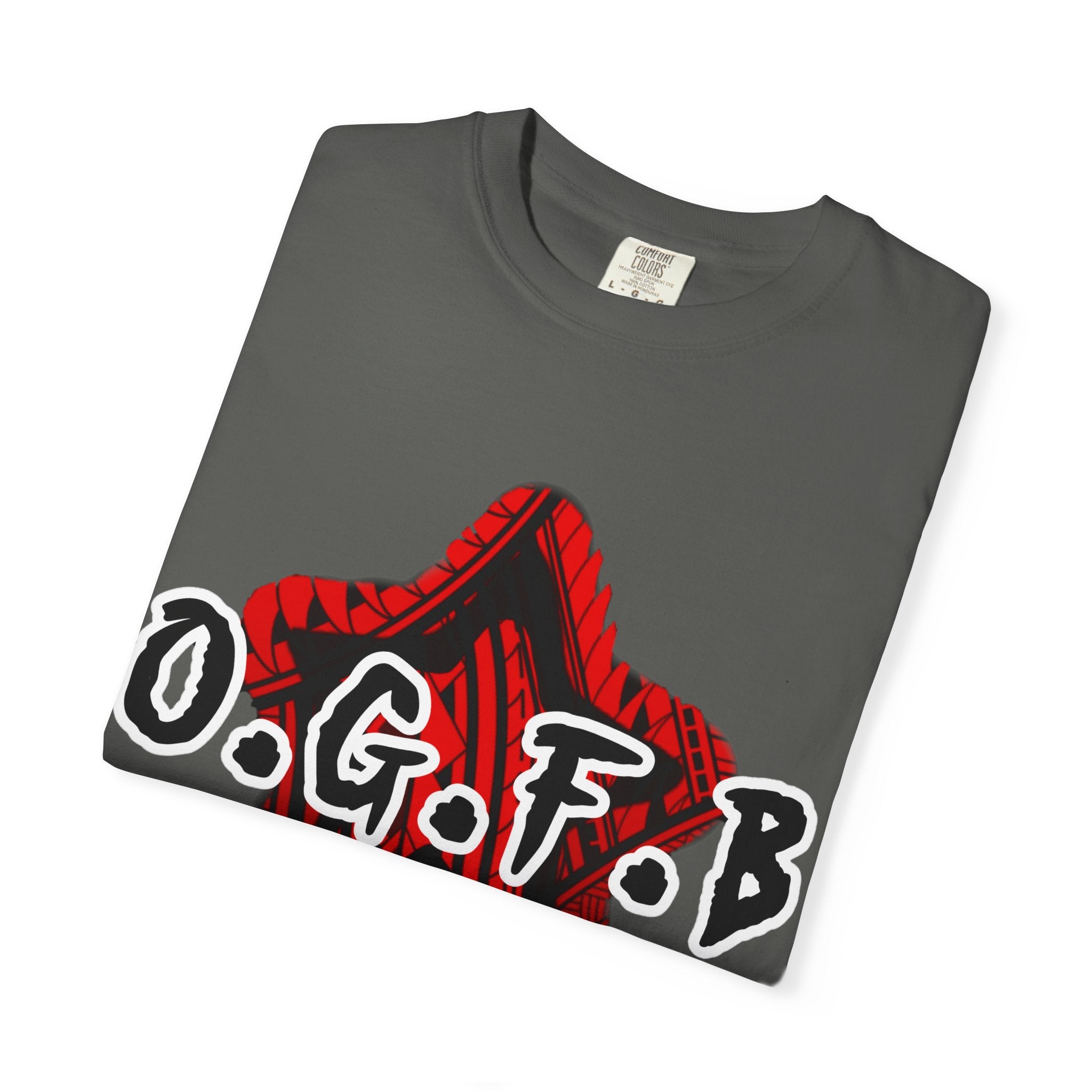 O.G.F.B - Halo Graphic - Red Streetwear Unisex Garment-Dyed T-shirt