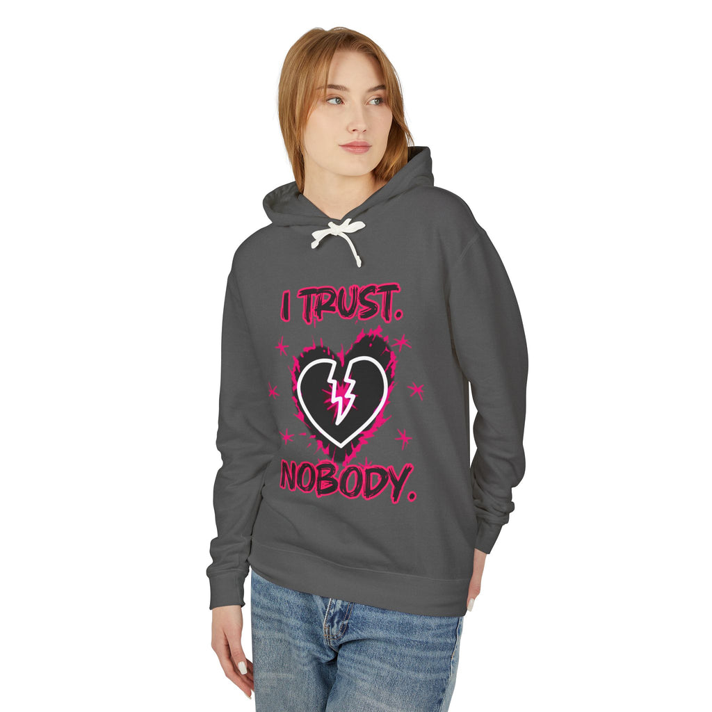 I Trust Nobody Hoodie — Broken Heart Graphic Lightweight Sweatshirt