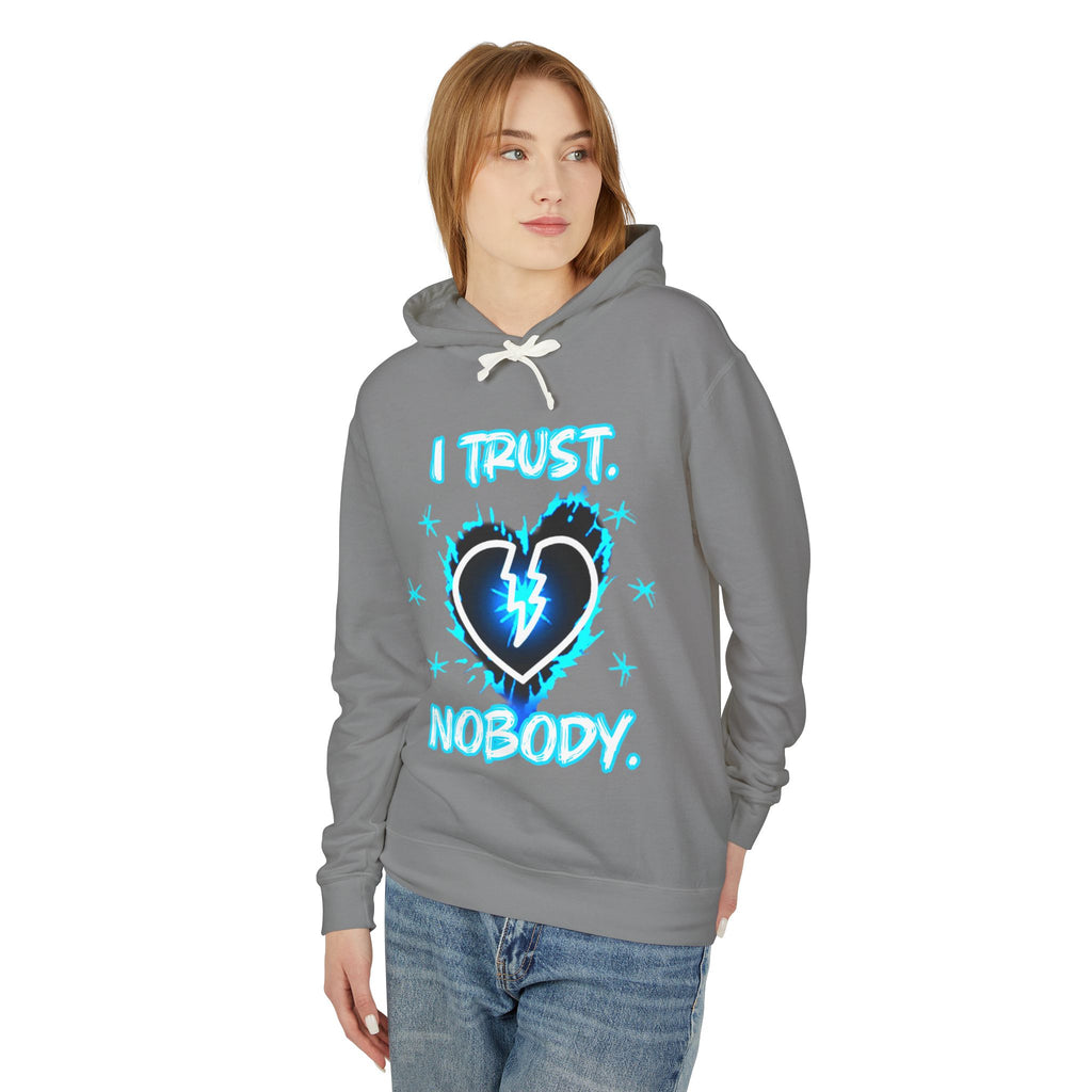 I Trust Nobody Hoodie — Broken Heart Graphic Lightweight Sweatshirt