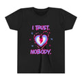 Youth Tee - 'I Trust Nobody' Neon Pink and Blue Broken Heart Graphic