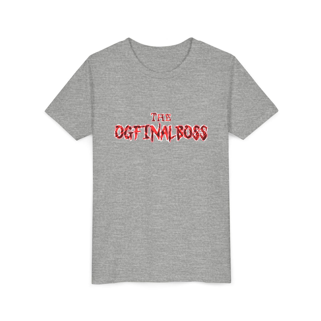 Youth Tee — “The Original Boss” Red Grunge Graphic (Angel Power)