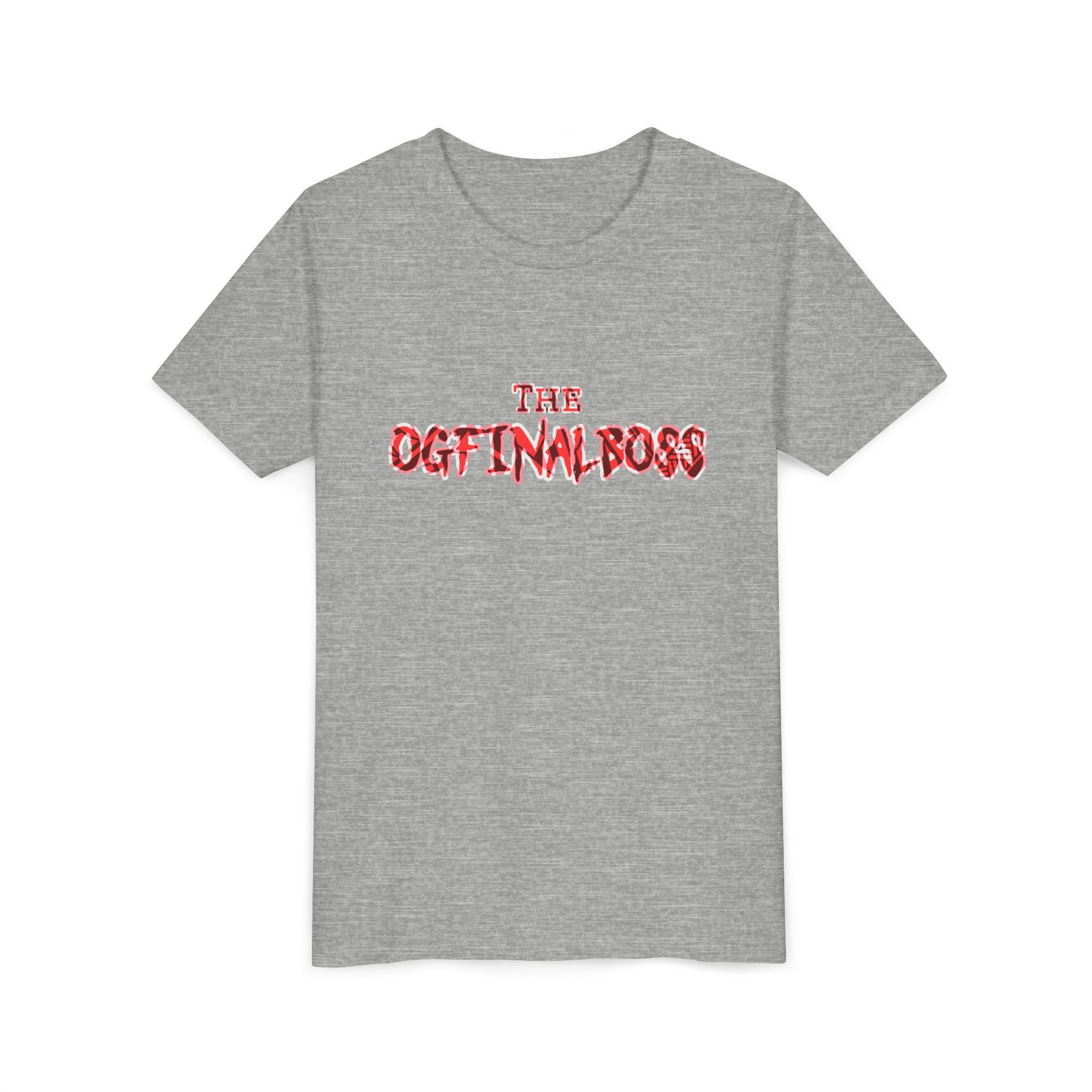 Youth Tee — “The Original Boss” Red Grunge Graphic (Angel Power)