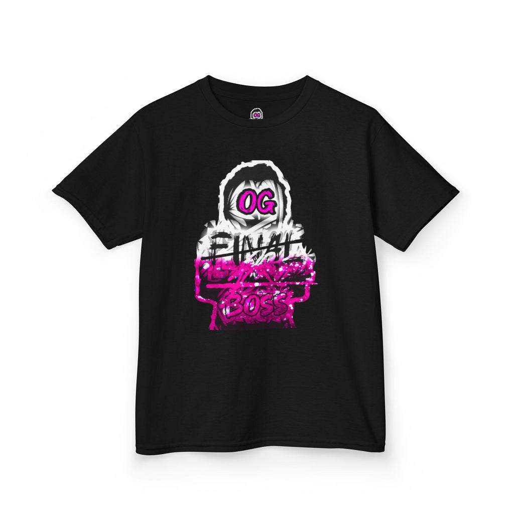 Kids Tee — OG Final Boss Skate Vibes Graphic T-Shirt (pink glitch)