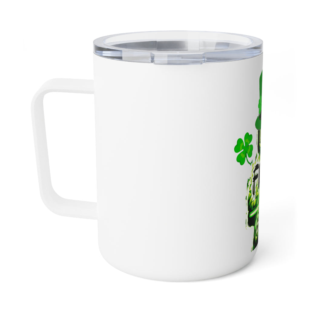 St. Patrick's Day Insulated Coffee Mug — 'OG Final Boss' Green Shamrock Travel Tumbler (10oz)