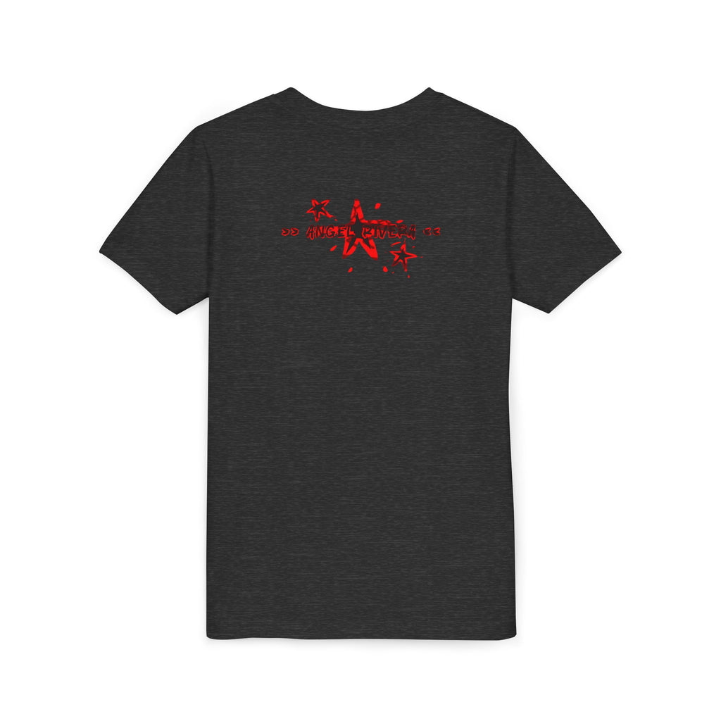 Youth Tee — "Never Lackin'" Graphic Tee (Red Distressed Stars)