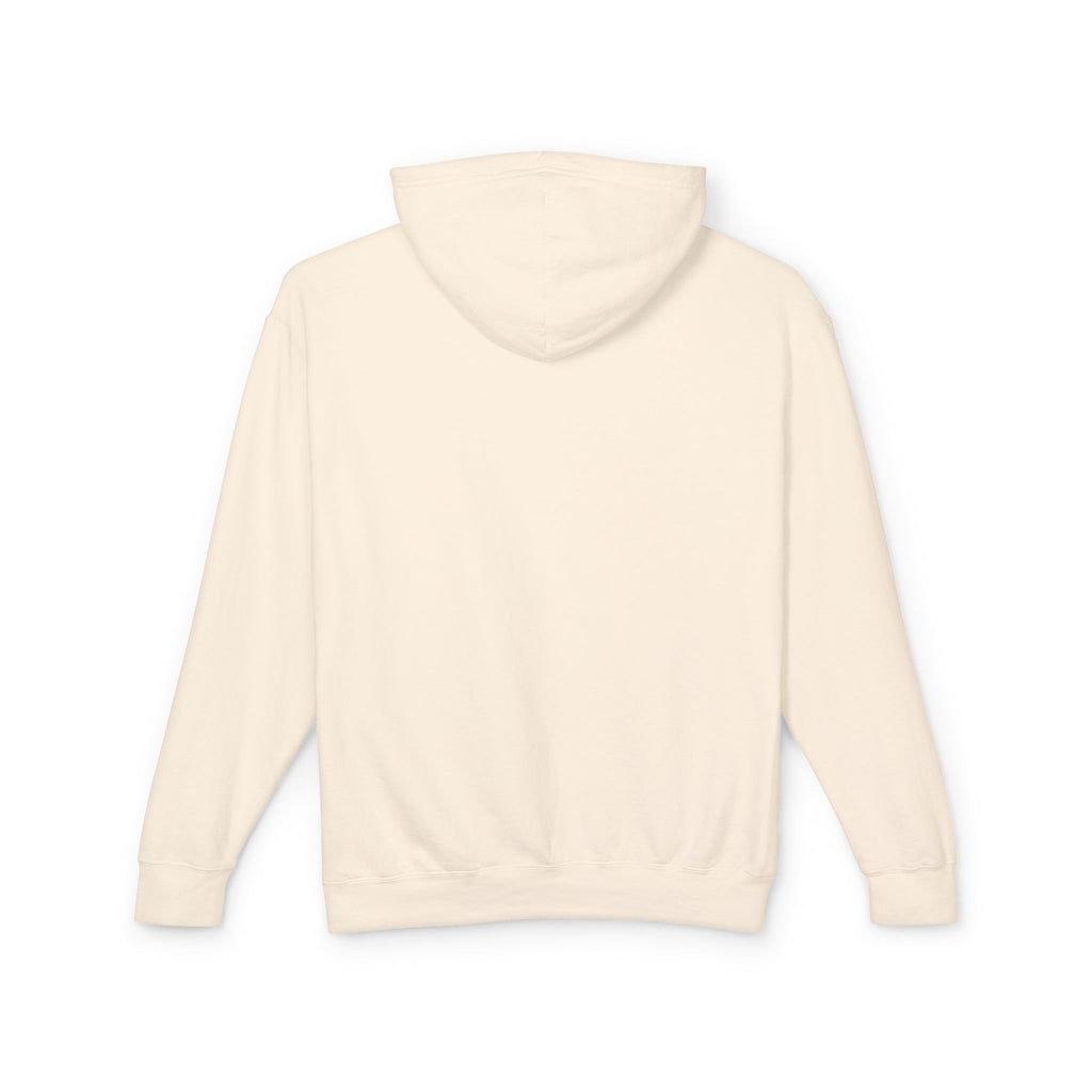Aura Hoodie — Soft Cream Lightweight Hooded Sweatshirt with Subtle "aura" Script