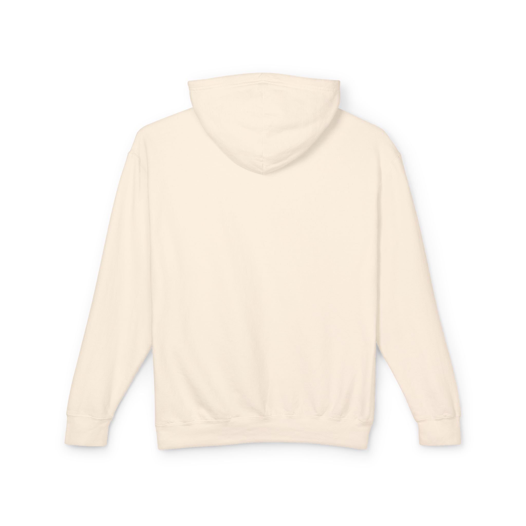 Aura Hoodie — Soft Cream Lightweight Hooded Sweatshirt with Subtle "aura" Script