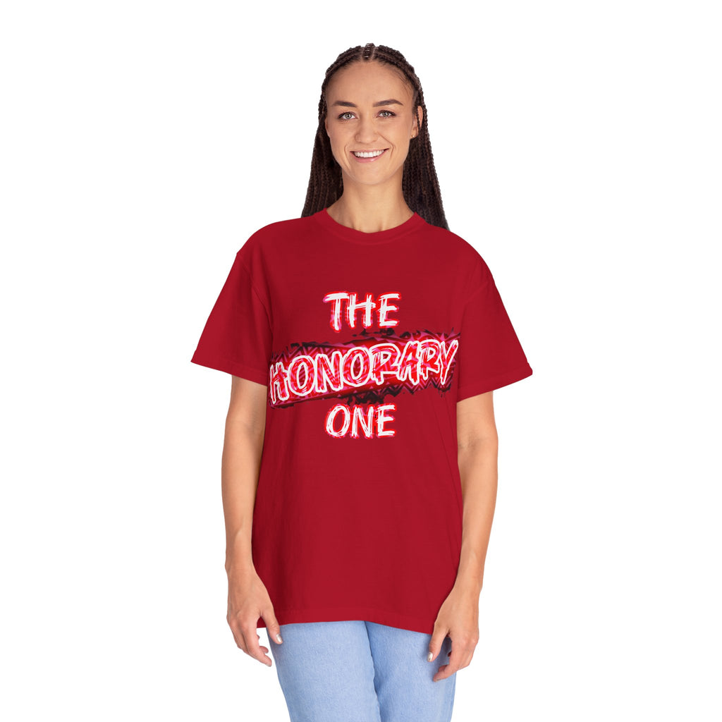 The Honorary One T-Shirt — Neon Red Graphic Tee