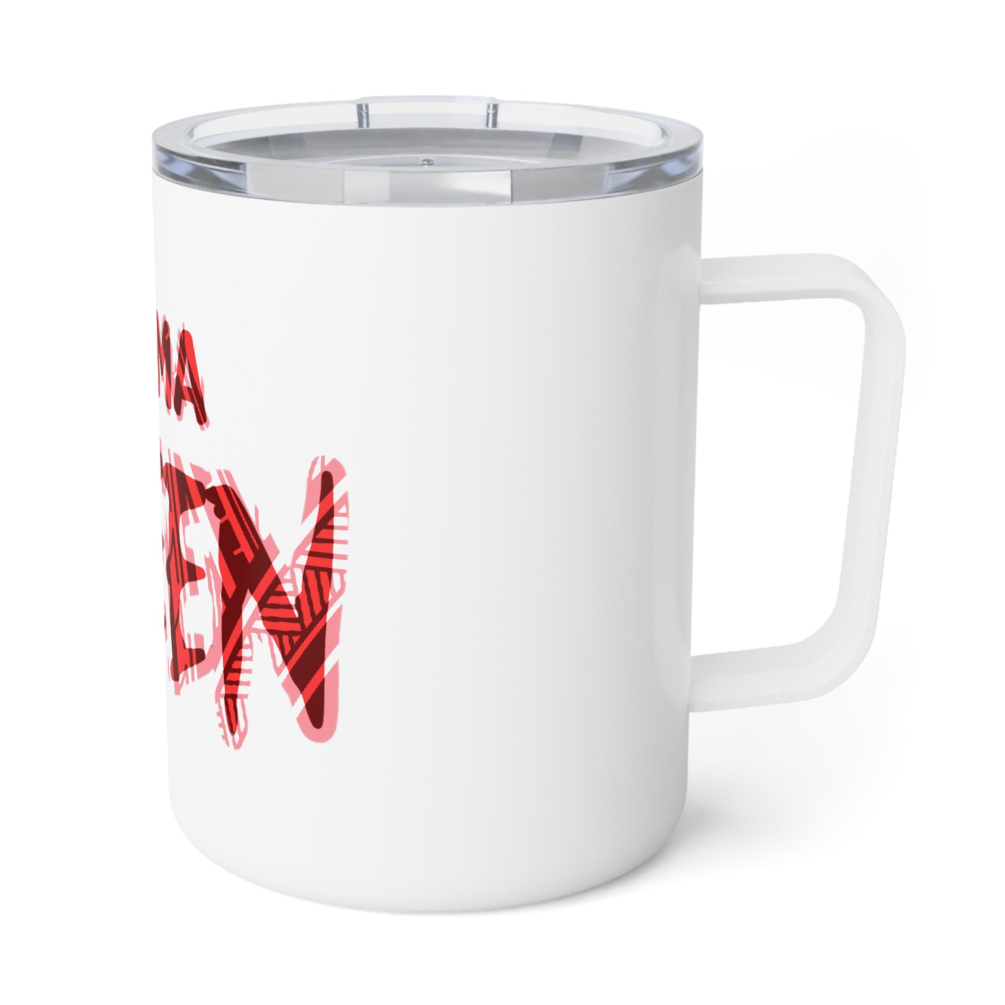 Drama Queen 10oz Insulated Coffee Mug — Funny Red Script Travel Tumbler