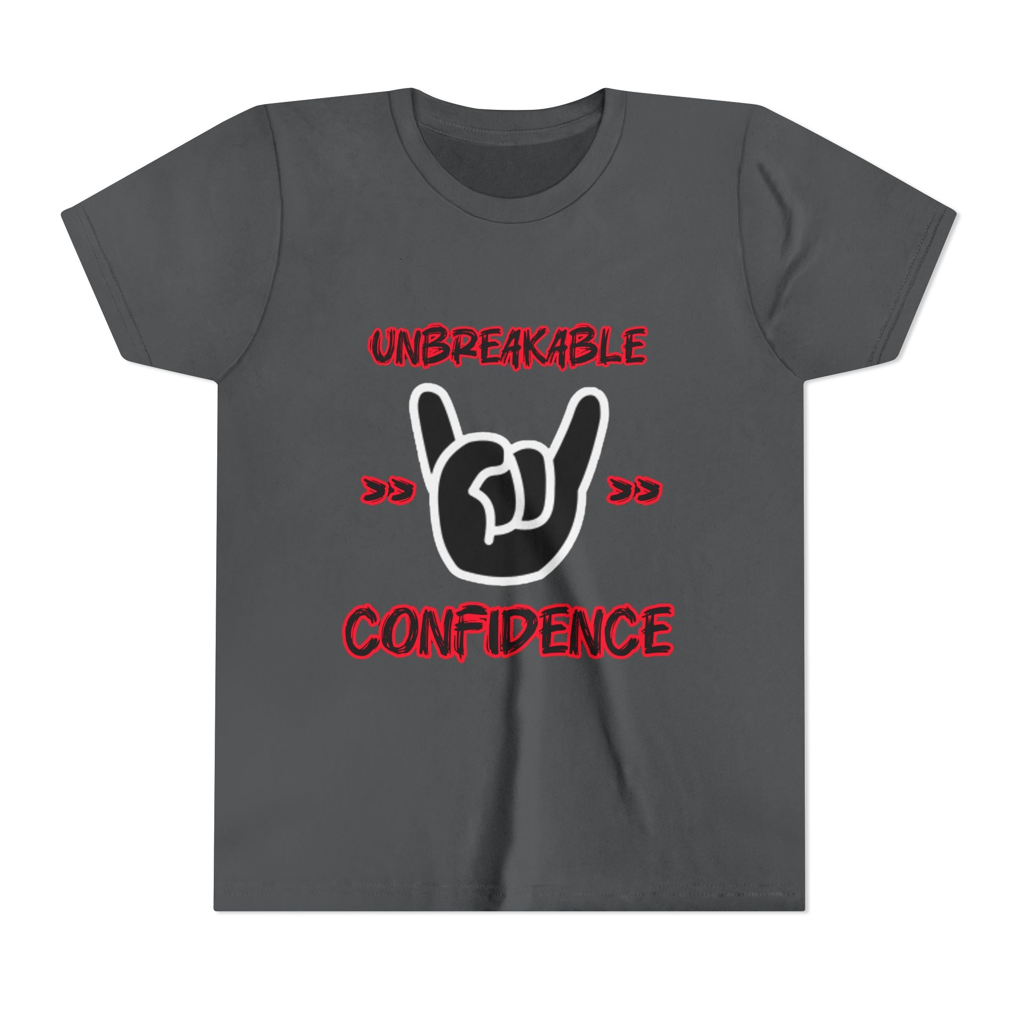Youth Tee — "Unbreakable Confidence" Graphic Shirt with Hand Sign Design