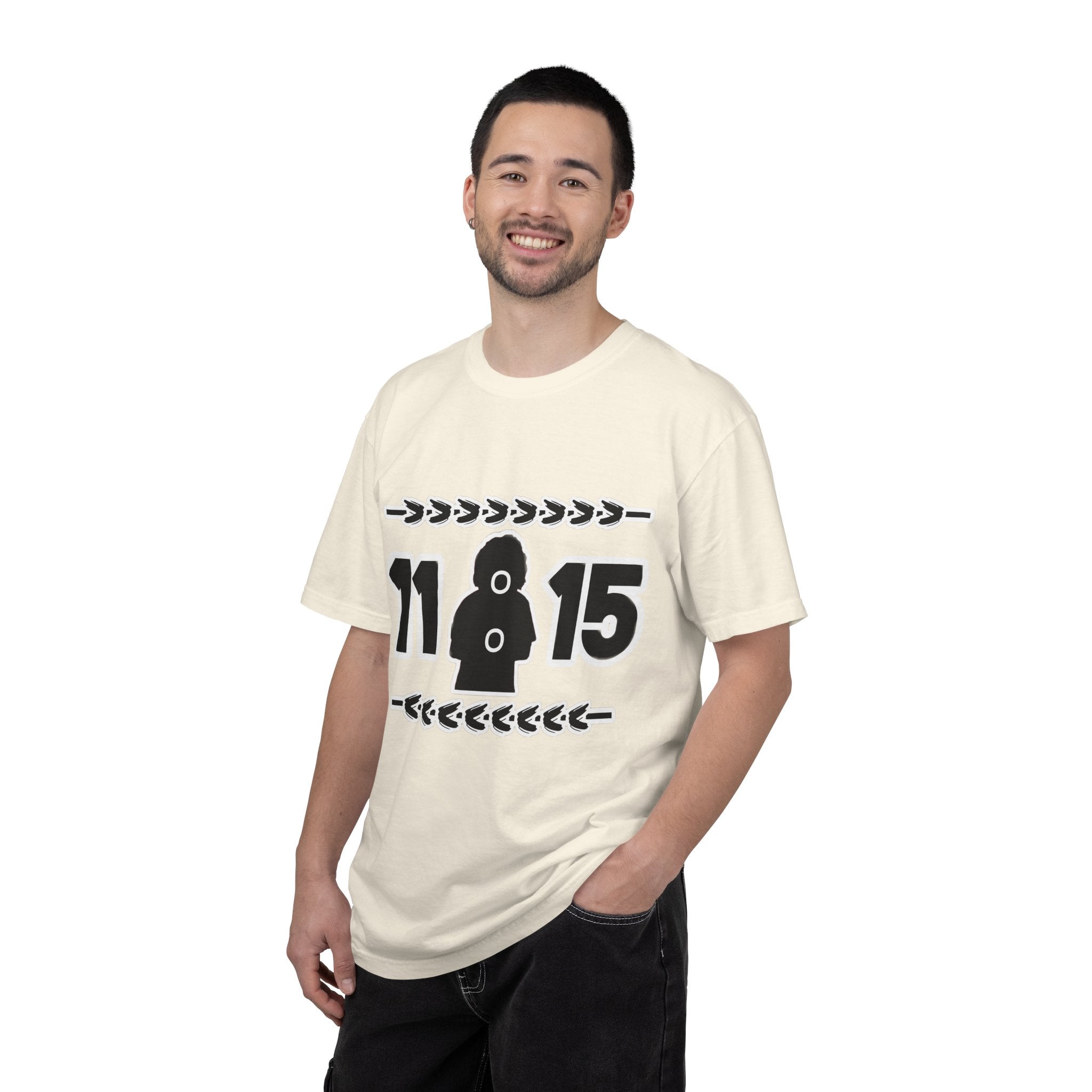 11:15 Hooded Figure Graphic T-Shirt — Minimalist Retro Streetwear