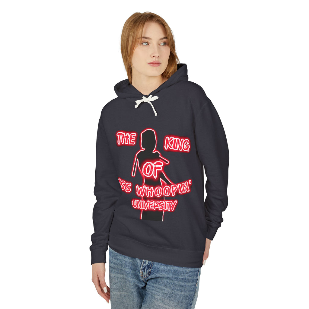 Hoodie — "The King of Ass Whoopin' University" Graphic Pullover