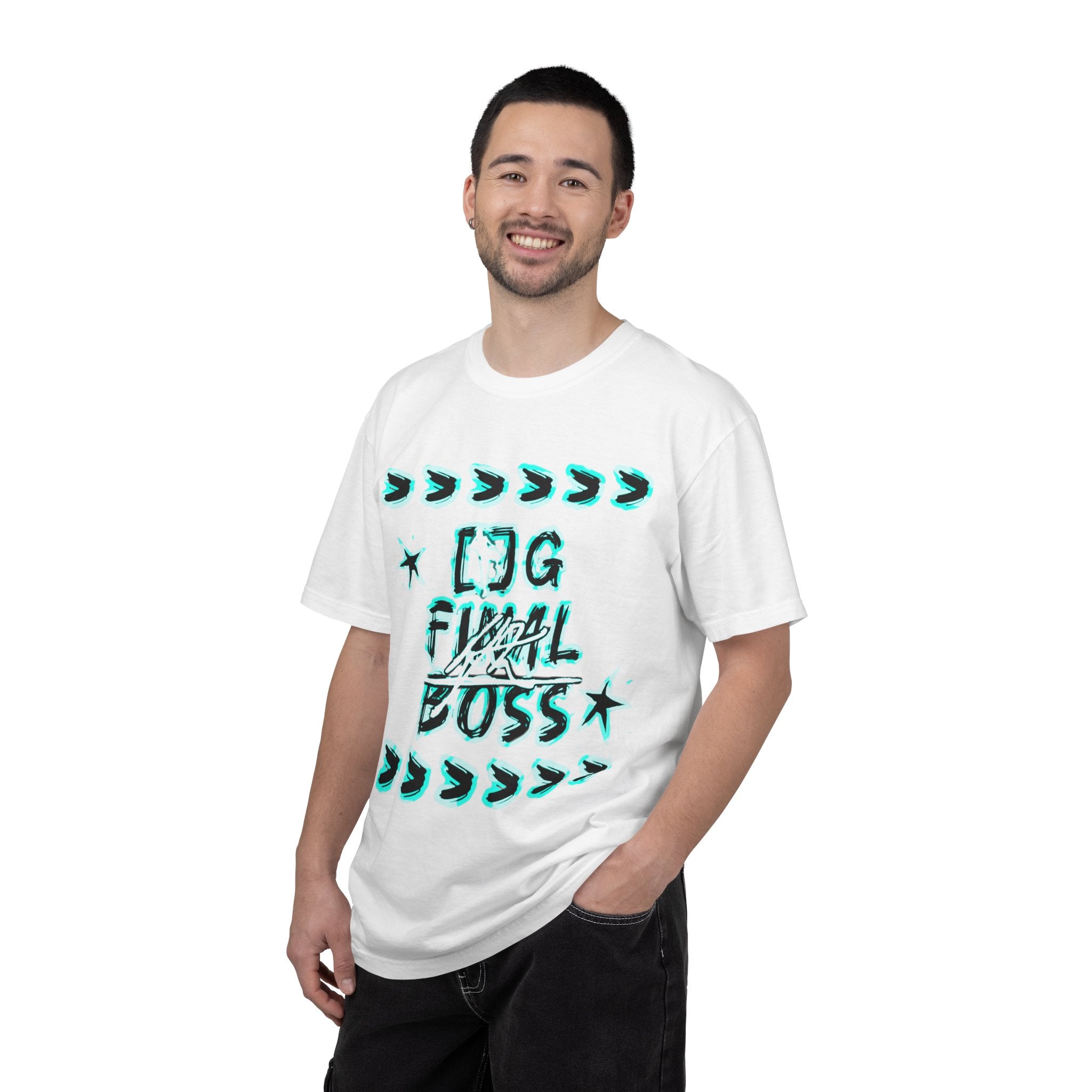 OG Final Boss Graphic Cyan star designed T-shirt - Streetwear