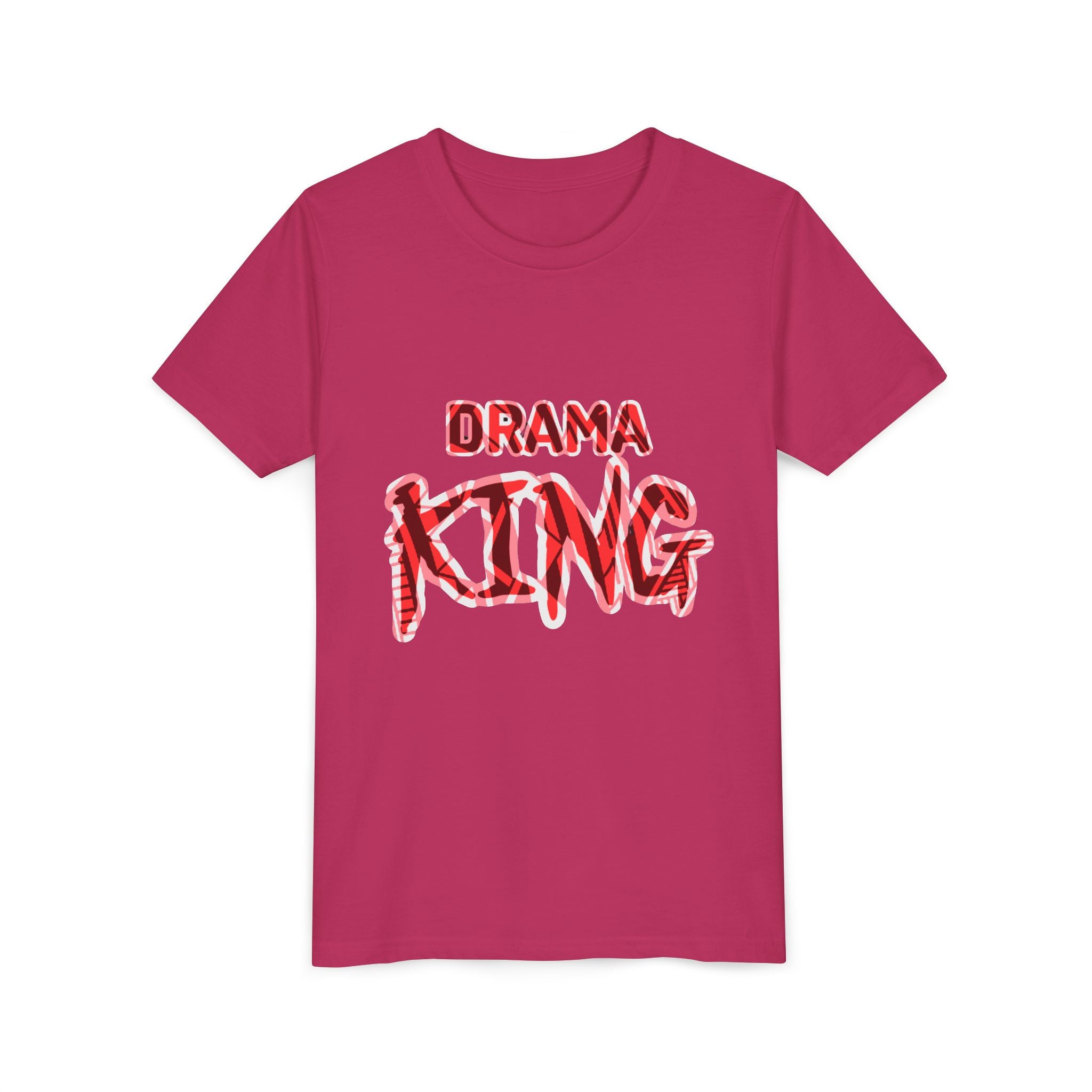 Drama King Youth Tee — Bold Red Graphic Kids T‑Shirt