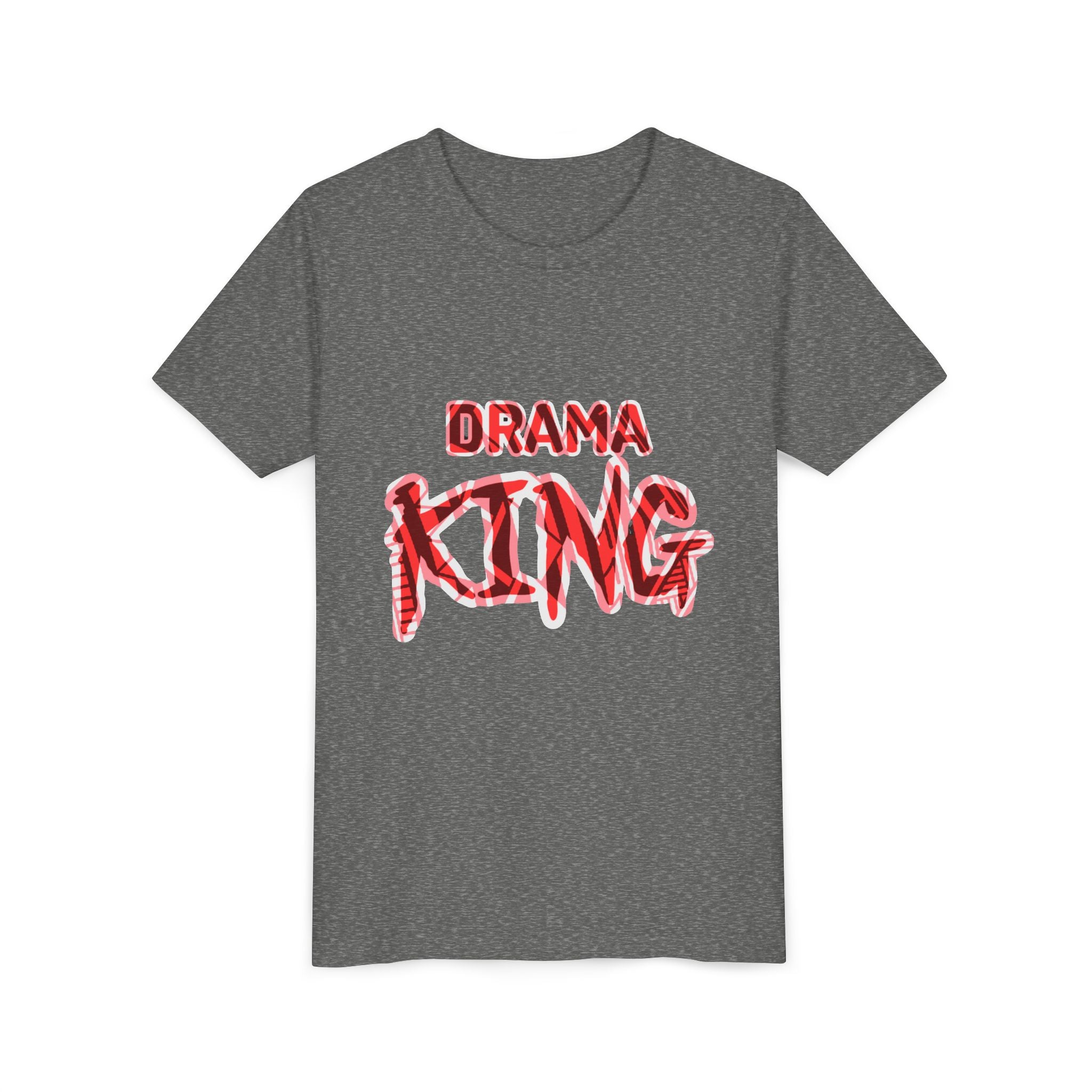 Drama King Youth Tee — Bold Red Graphic Kids T‑Shirt