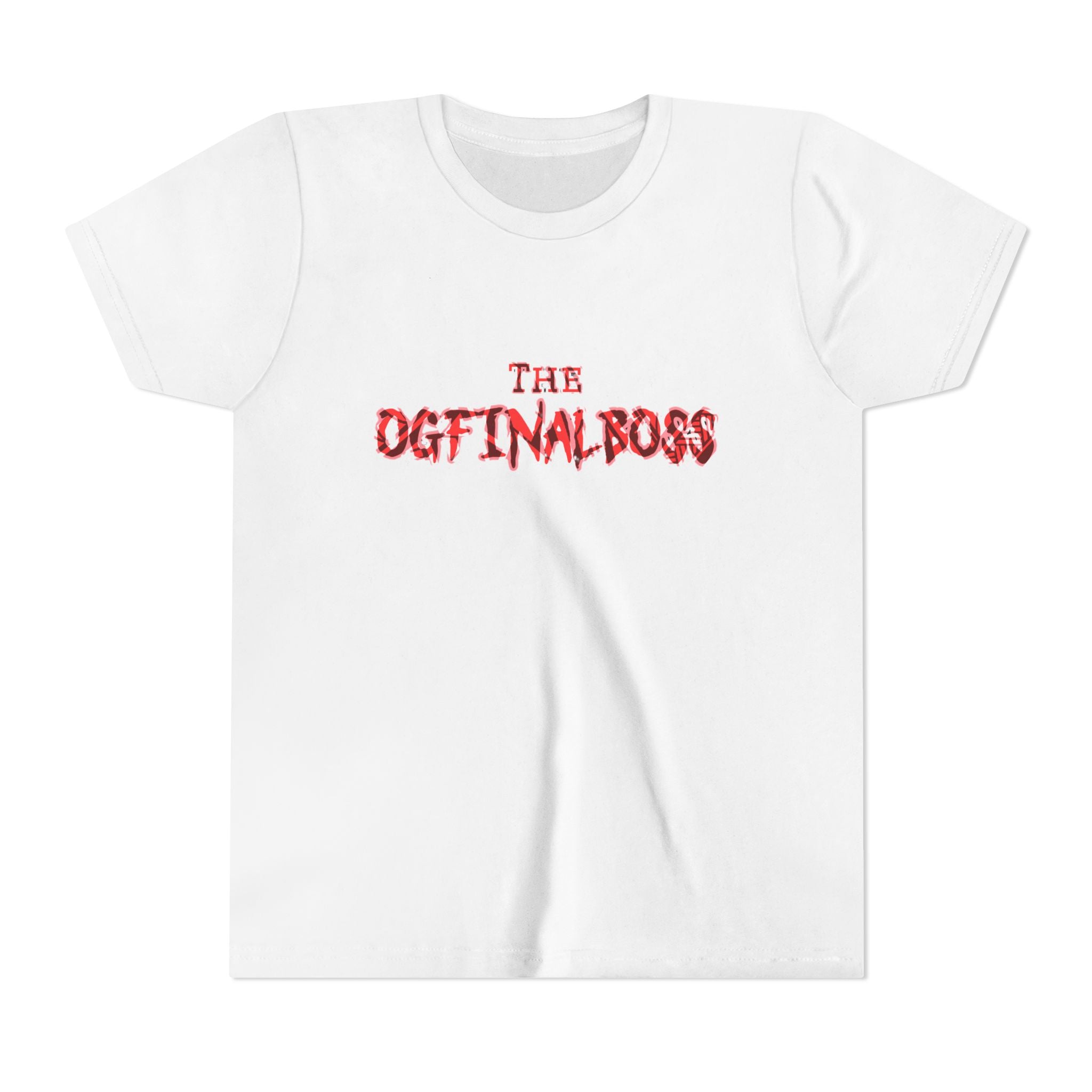 Youth Tee — “The Original Boss” Red Grunge Graphic (Angel Power)