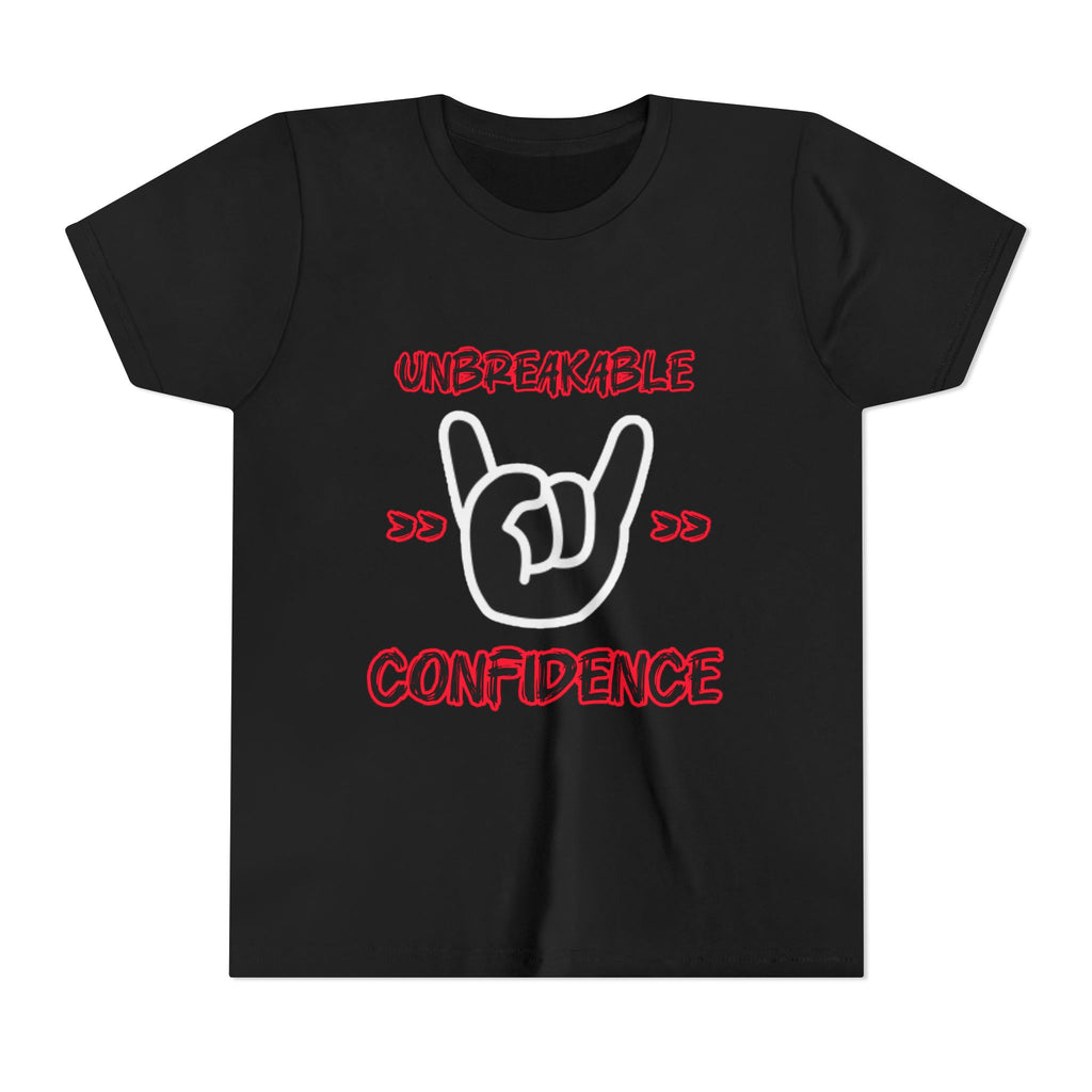 Youth Tee — "Unbreakable Confidence" Graphic Shirt with Hand Sign Design