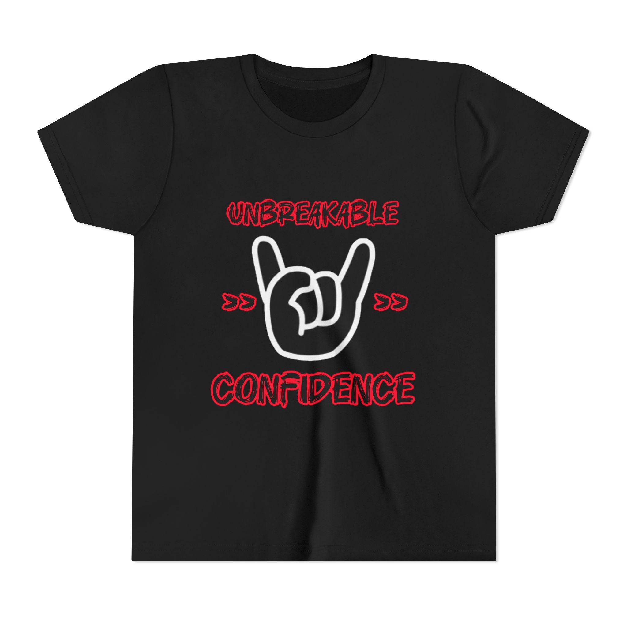 Youth Tee — "Unbreakable Confidence" Graphic Shirt with Hand Sign Design