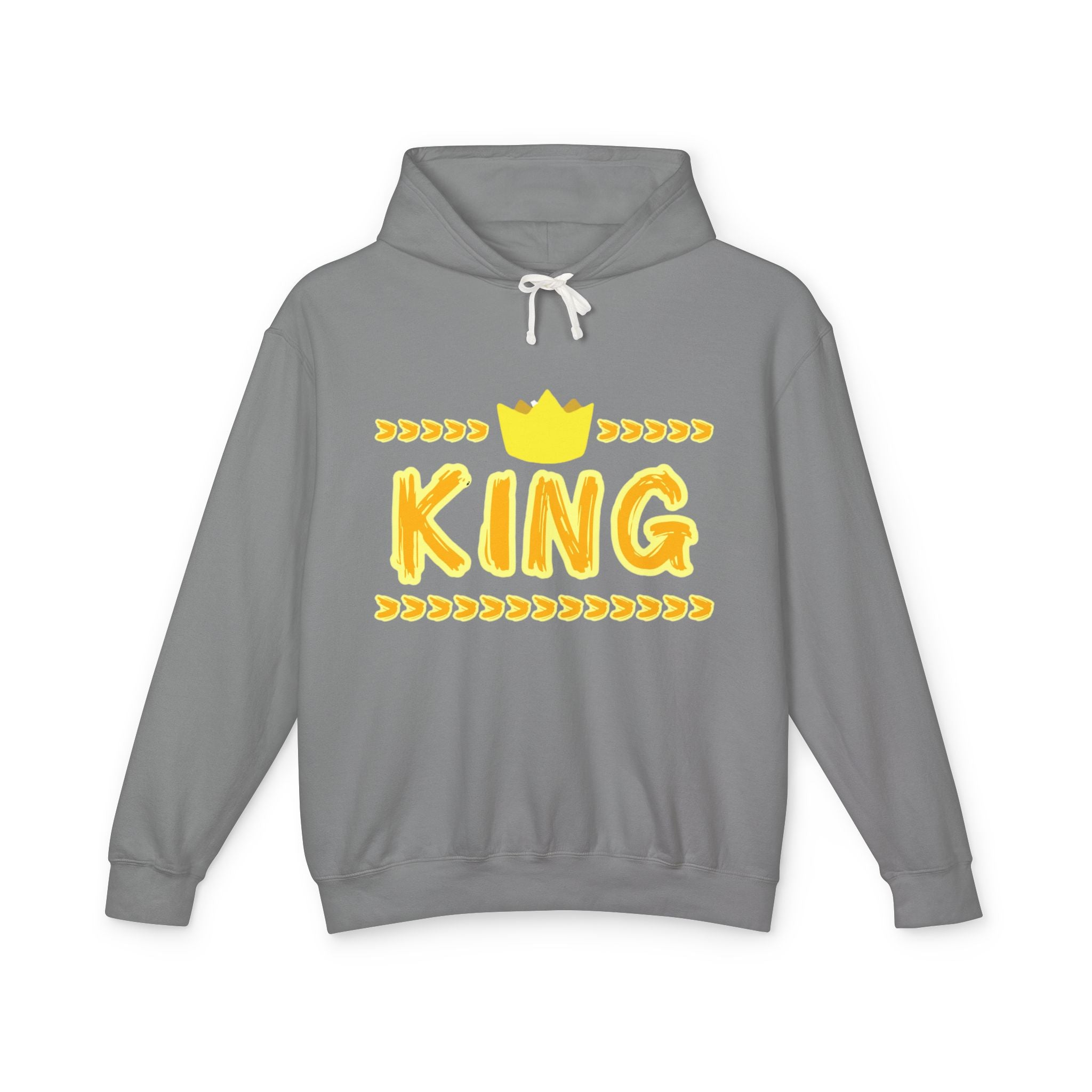King Graphic Hoodie — Yellow Crown Casual Pullover