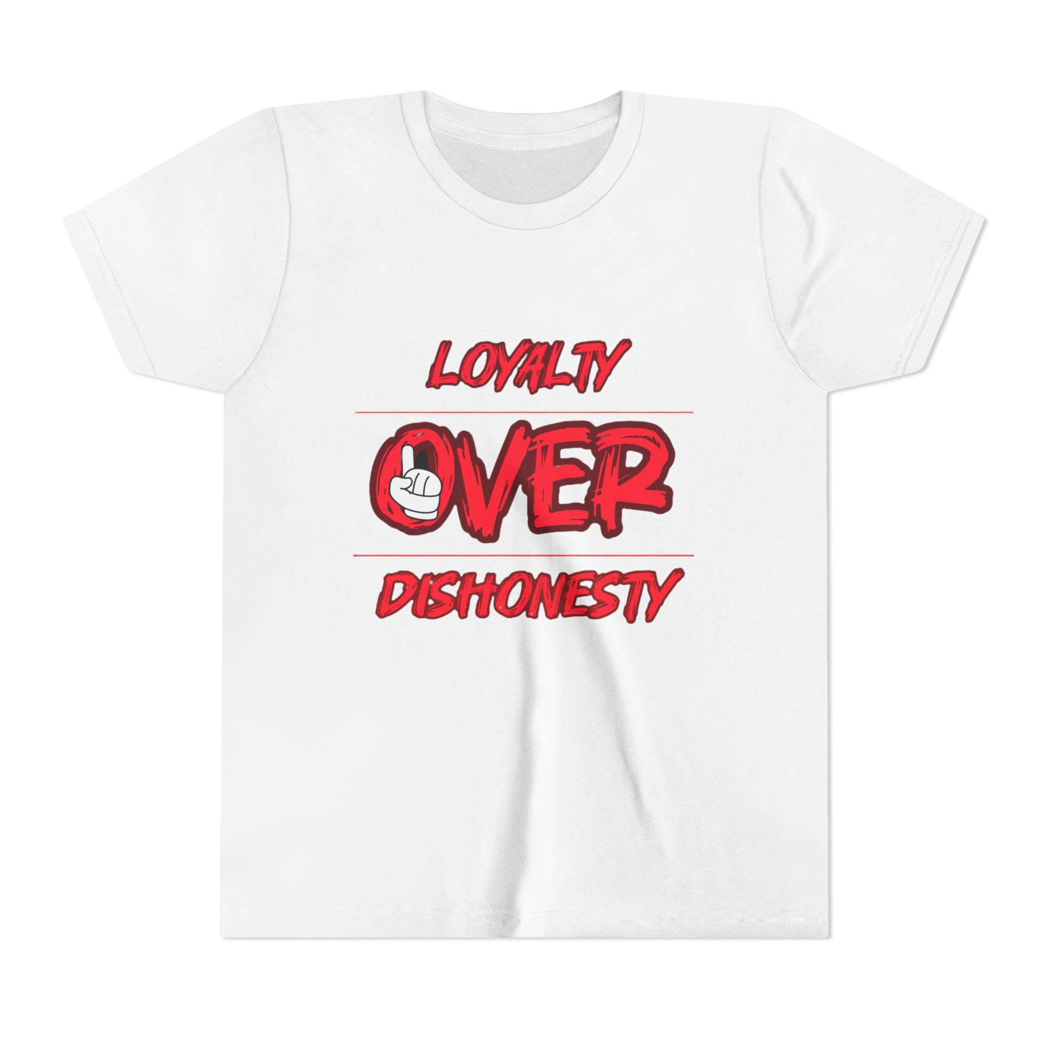 Youth Tee - "Loyalty Over Dishonesty" Graphic T‑Shirt (Red Street Style)