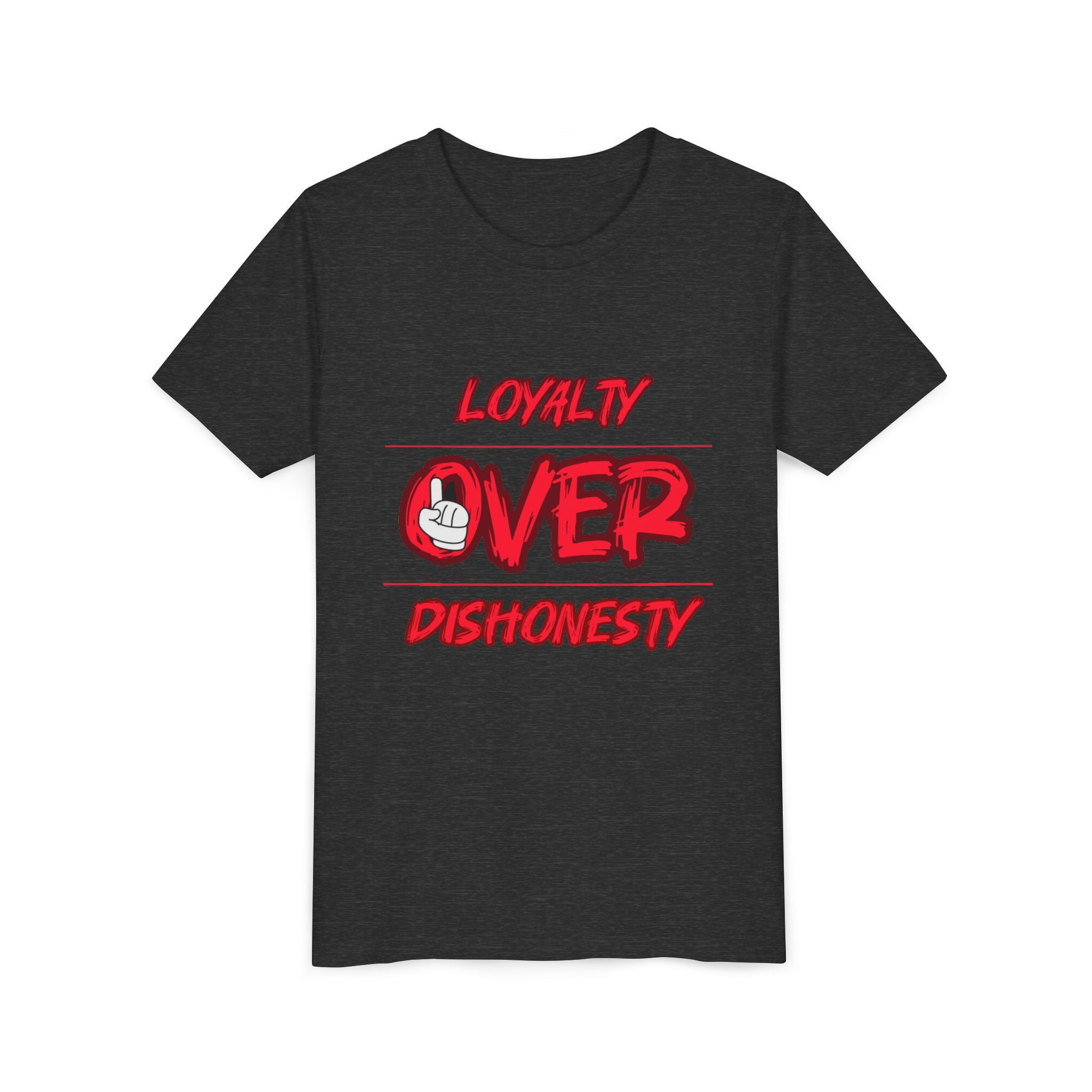 Youth Tee - "Loyalty Over Dishonesty" Graphic T‑Shirt (Red Street Style)