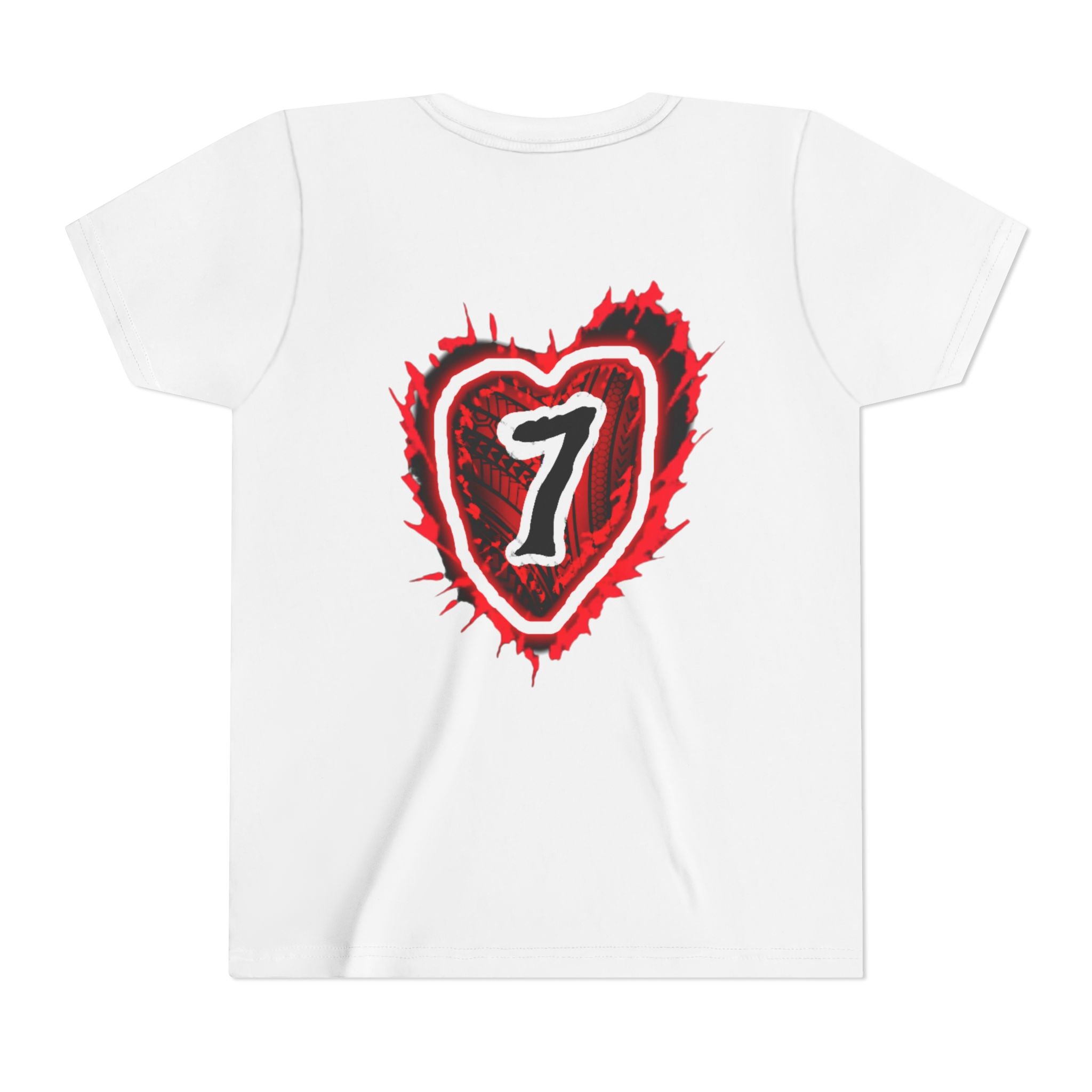Youth Tee — Red Grunge Heart "7" Graphic