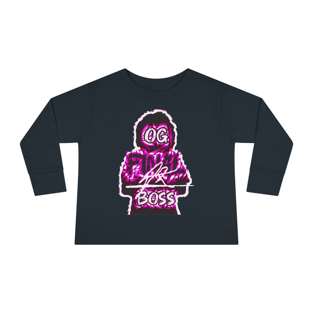 Toddler Tee — 'OG Lil Boss' Neon Graphic Long Sleeve