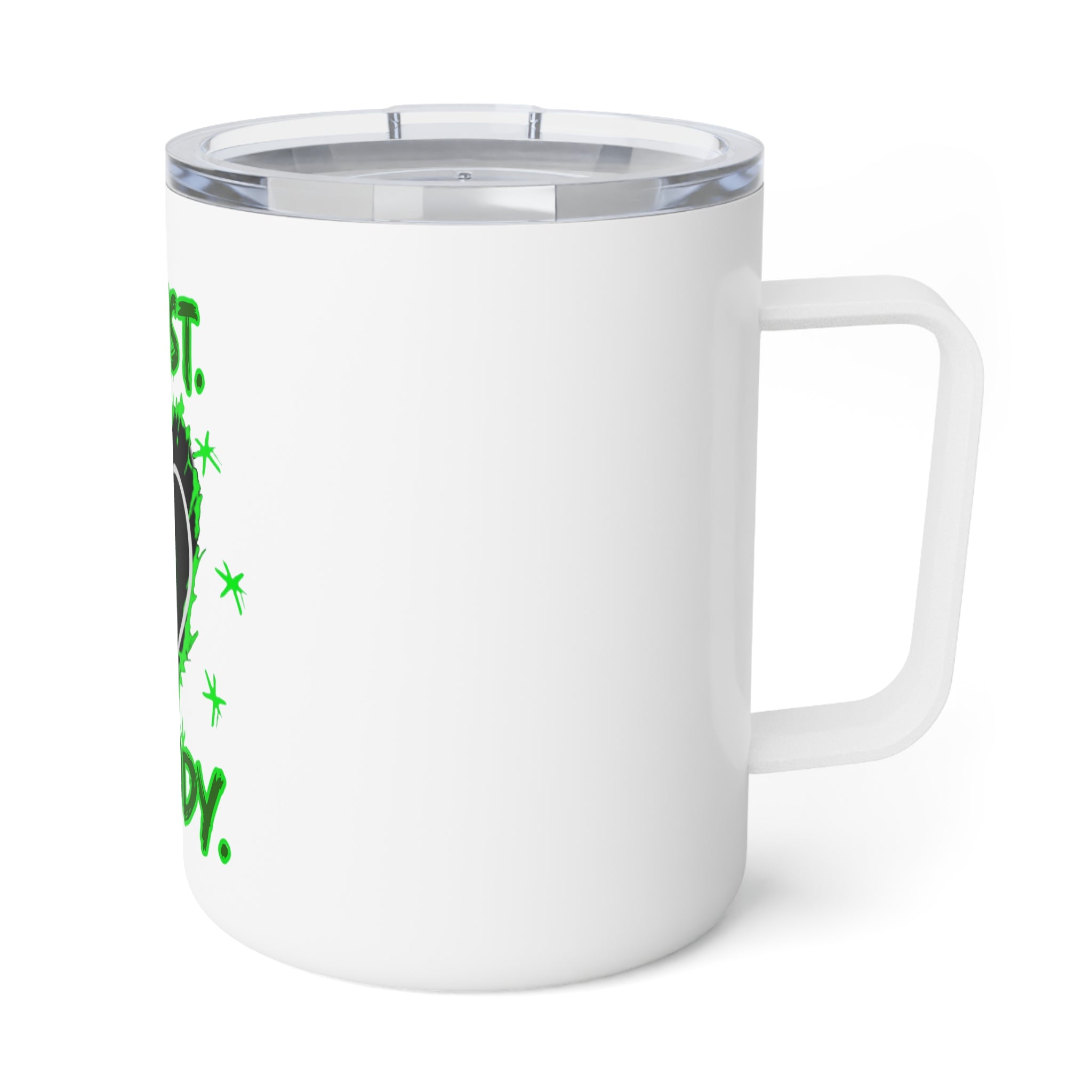 I Trust Nobody Insulated Coffee Mug – 10oz Green Neon Broken Heart Travel Tumbler