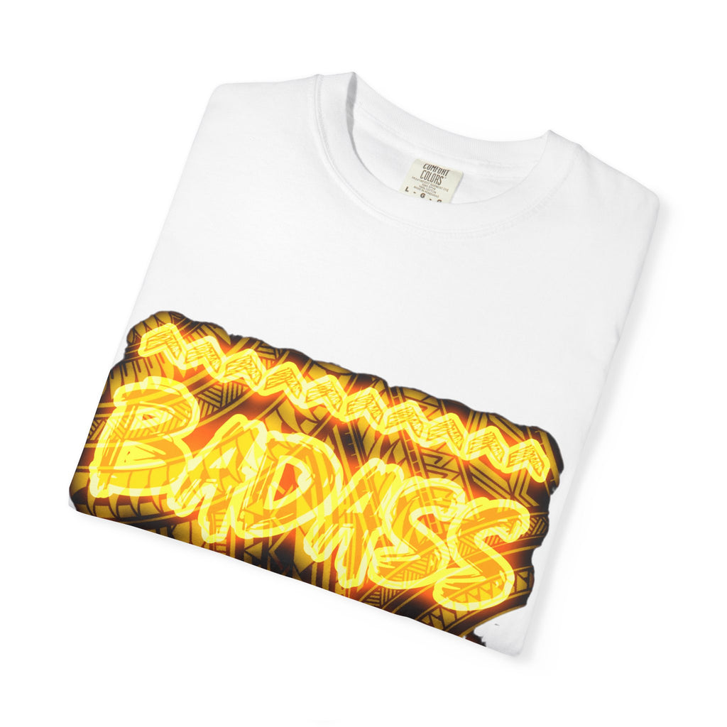 T-Shirt — Bold 'BADASS' Flame Graphic Tee (Back Name Accent)