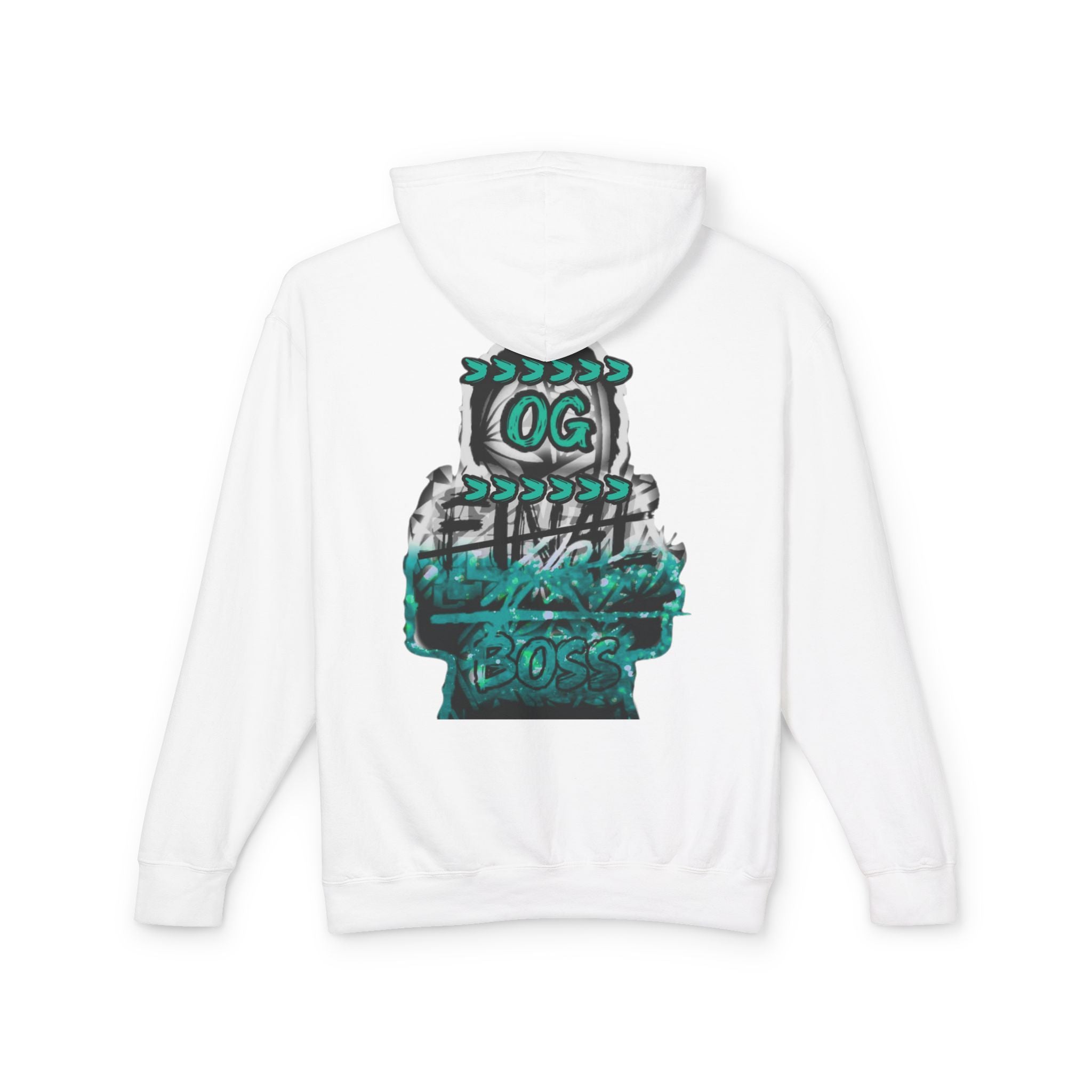 OG Boss Streetwear Hoodie — Teal Graffiti Graphic Pullover