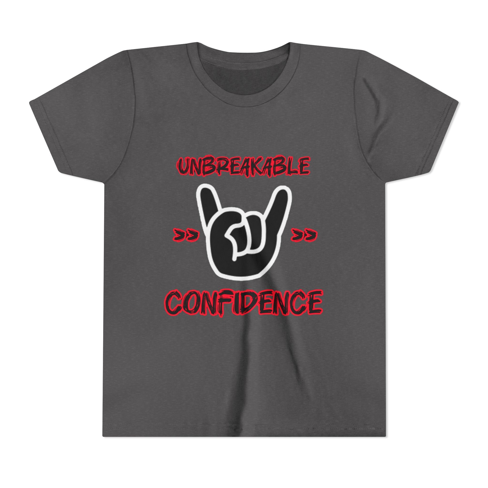 Youth Tee — "Unbreakable Confidence" Graphic Shirt with Hand Sign Design