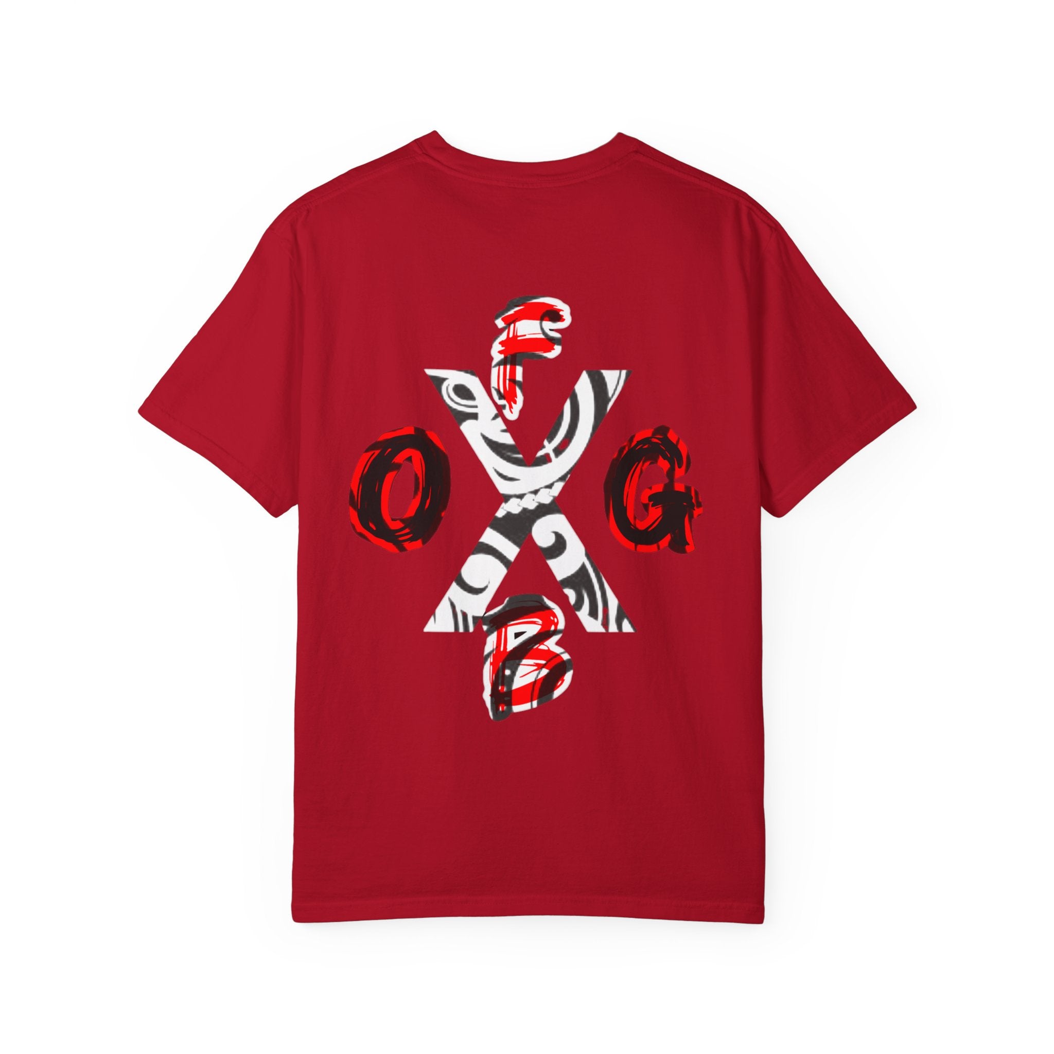 OGFB Abstract Graphic T-Shirt — Red & Black Tribal Lettering