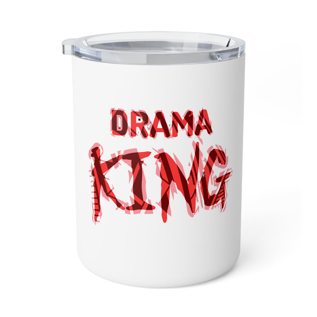 Insulated Mug - "Drama King" Red Brushstroke 10oz Travel Coffee Cup