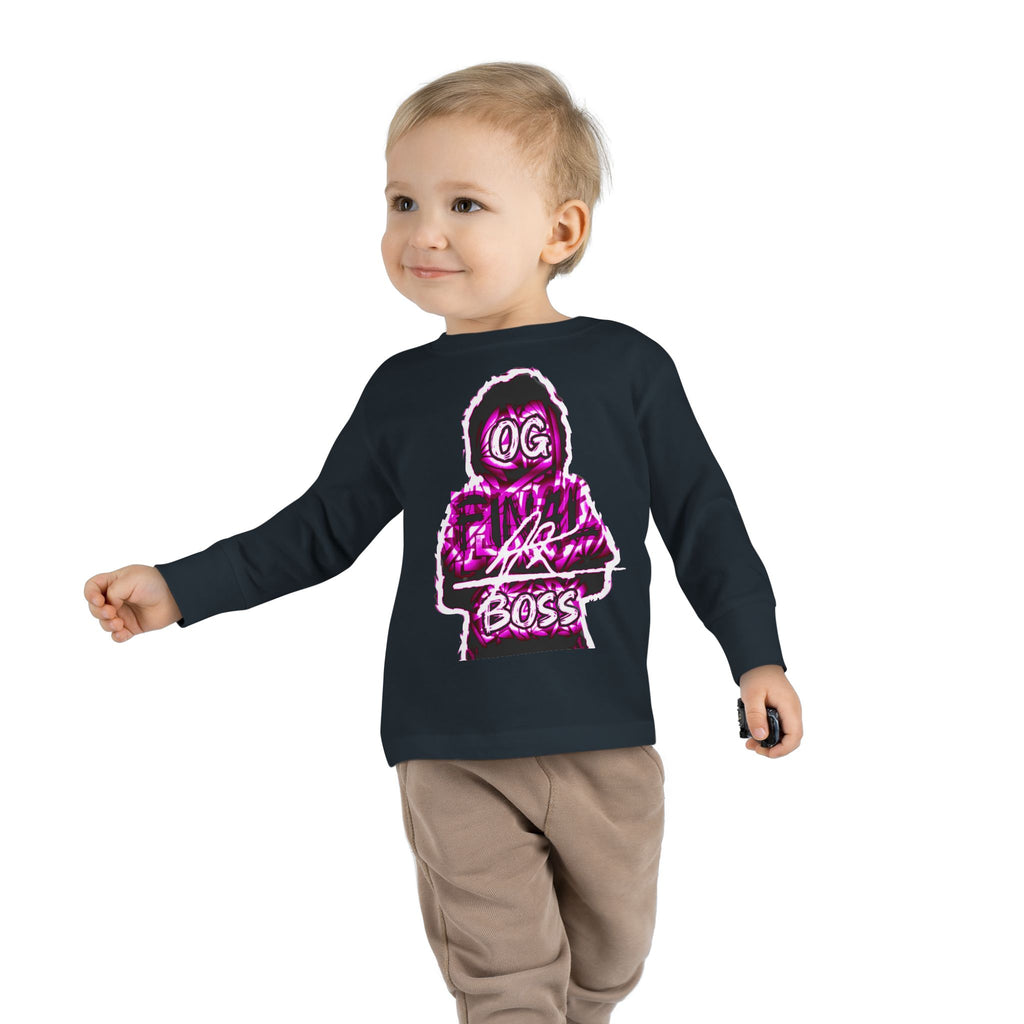 Toddler Tee — 'OG Lil Boss' Neon Graphic Long Sleeve