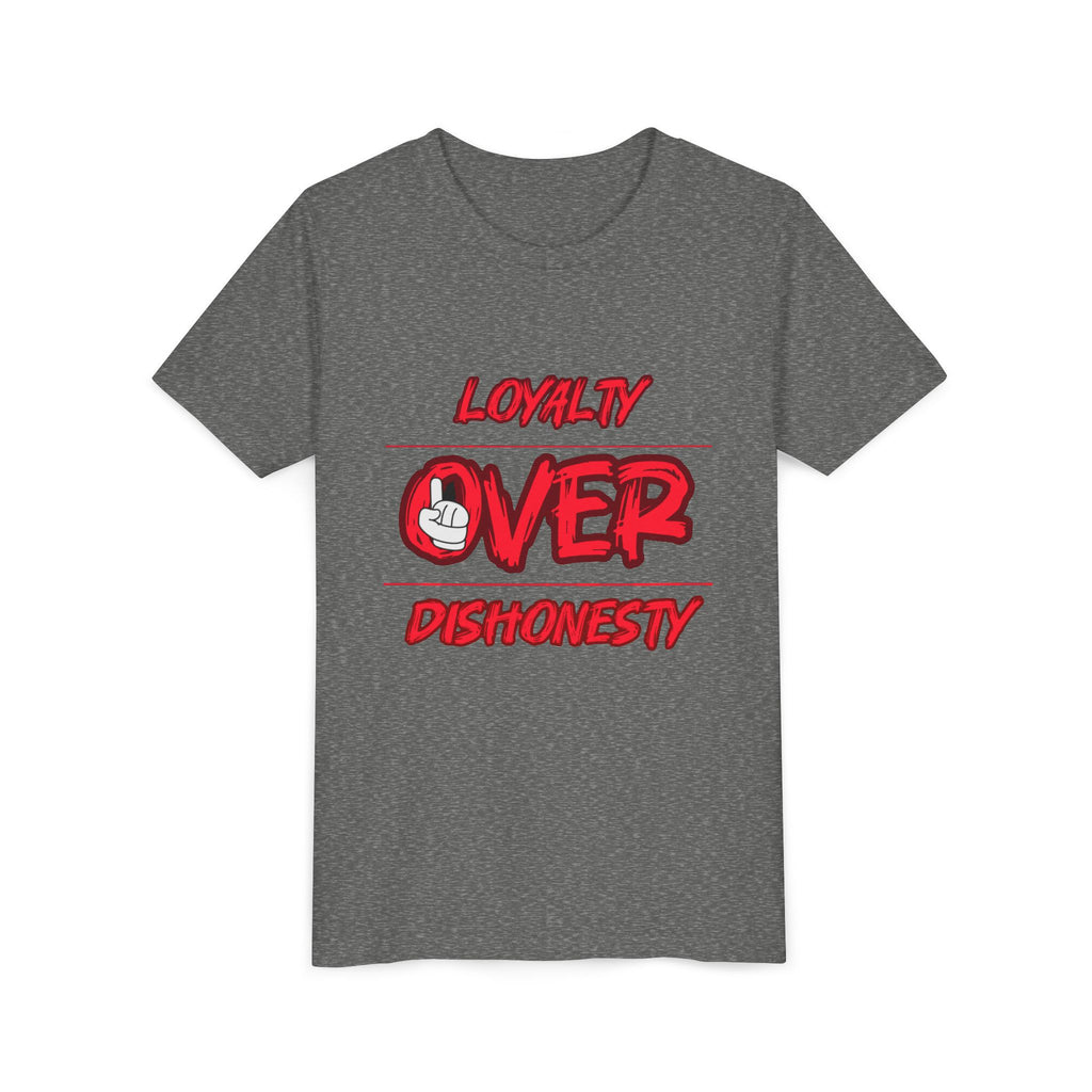 Youth Tee - "Loyalty Over Dishonesty" Graphic T‑Shirt (Red Street Style)