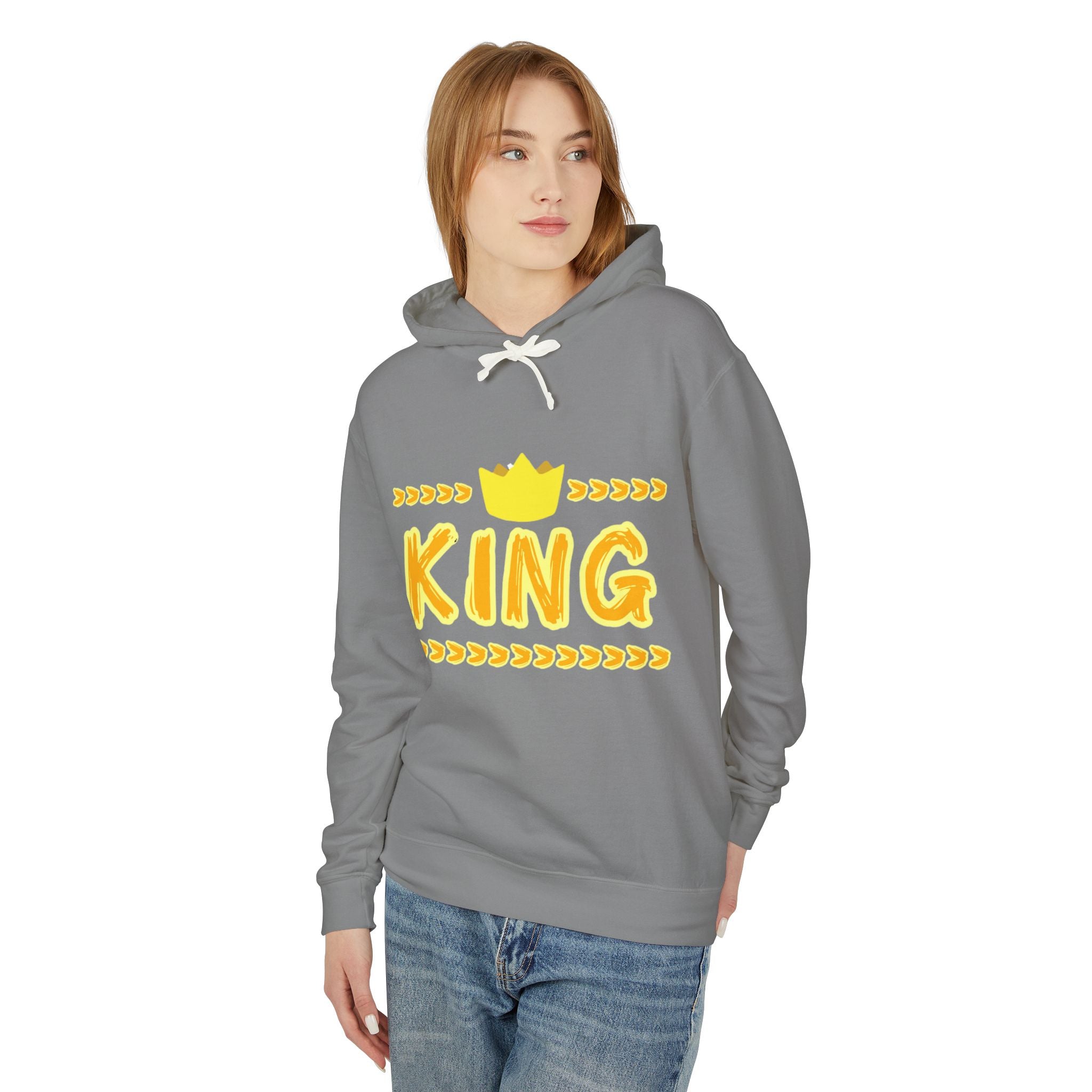 King Graphic Hoodie — Yellow Crown Casual Pullover