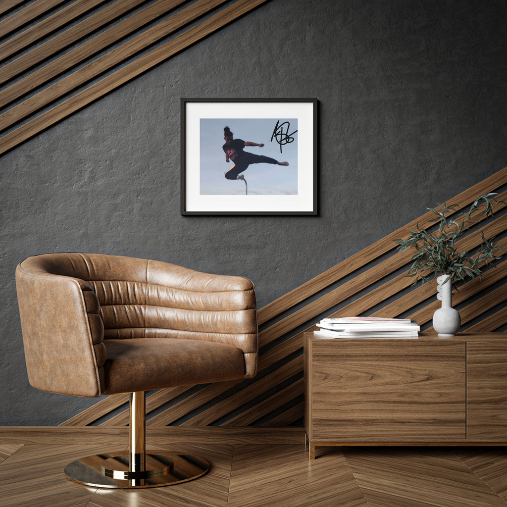 Framed Poster — Martial Arts Jump Kick Photo Print (Signed Style)