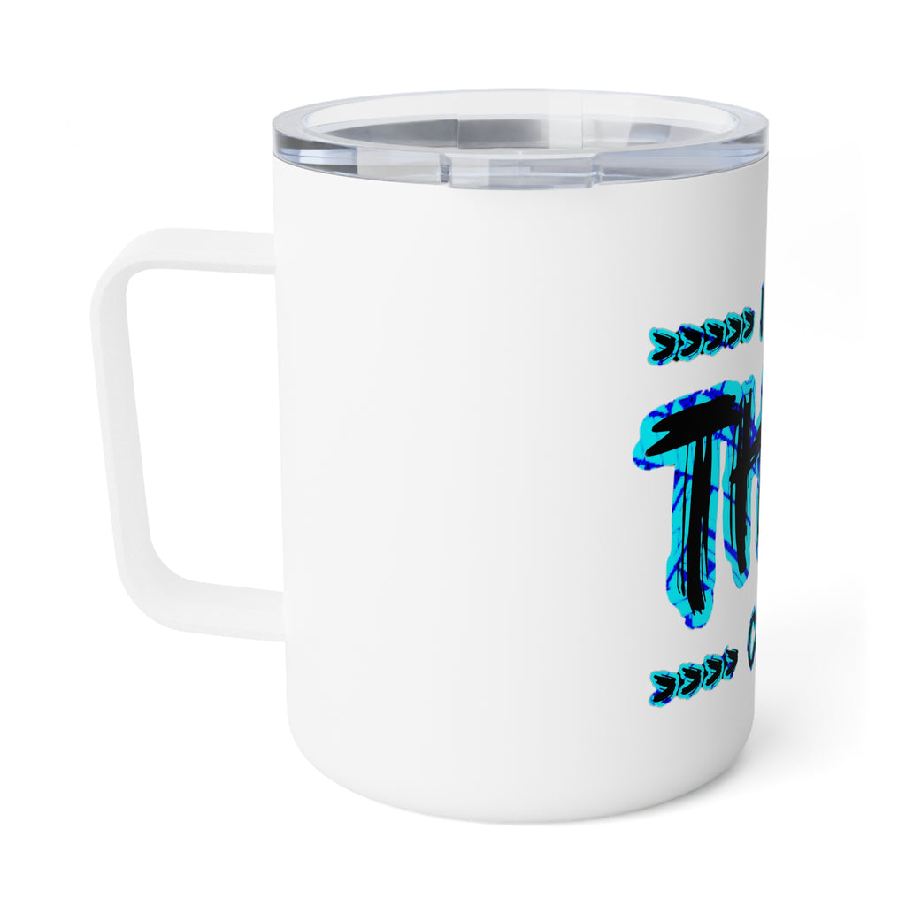 Insulated Coffee Mug — "I AM THAT COLD" Blue Graphic Travel Mug, 10oz