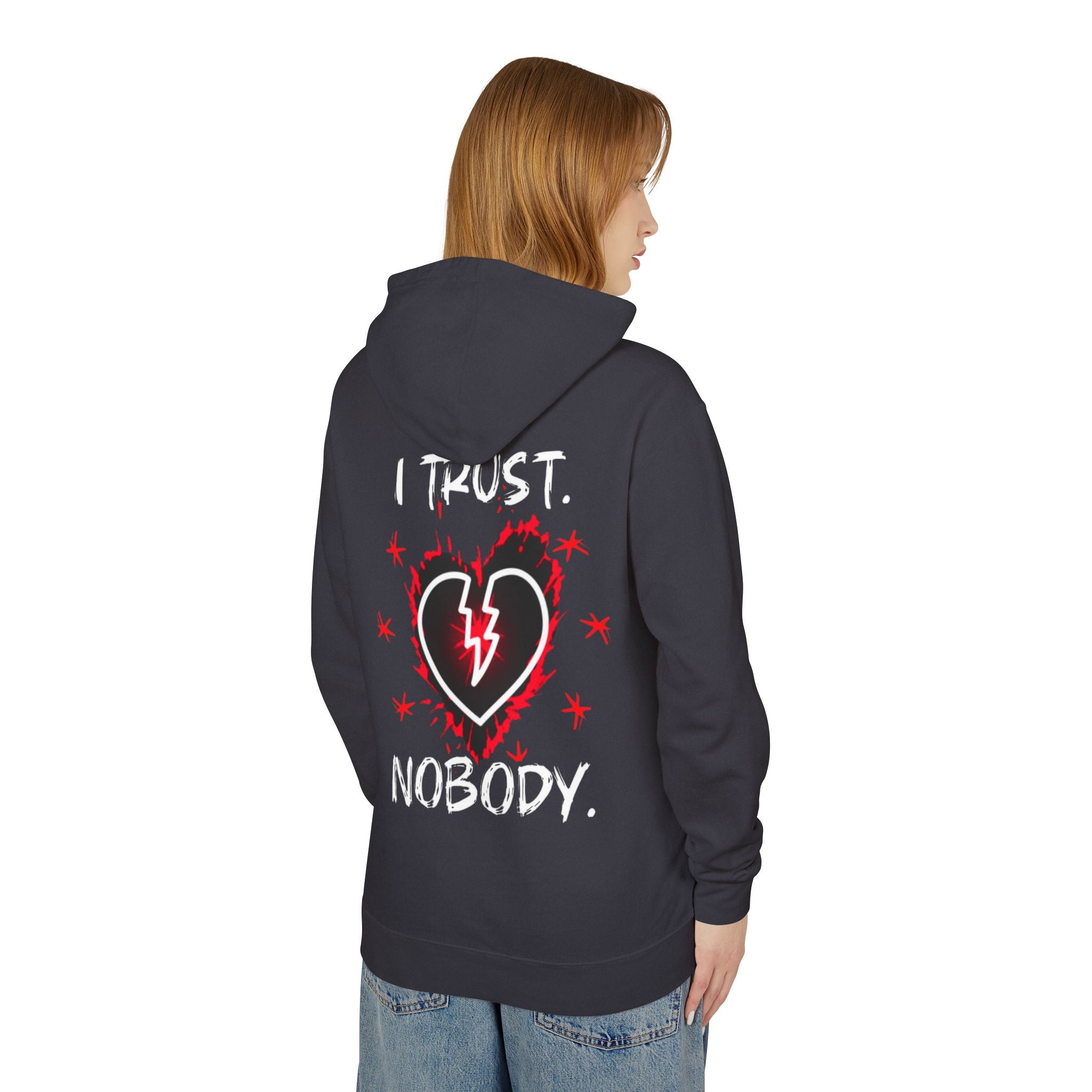 Unisex Lightweight Hooded - Broken Heart Graphic - Sweatshirt