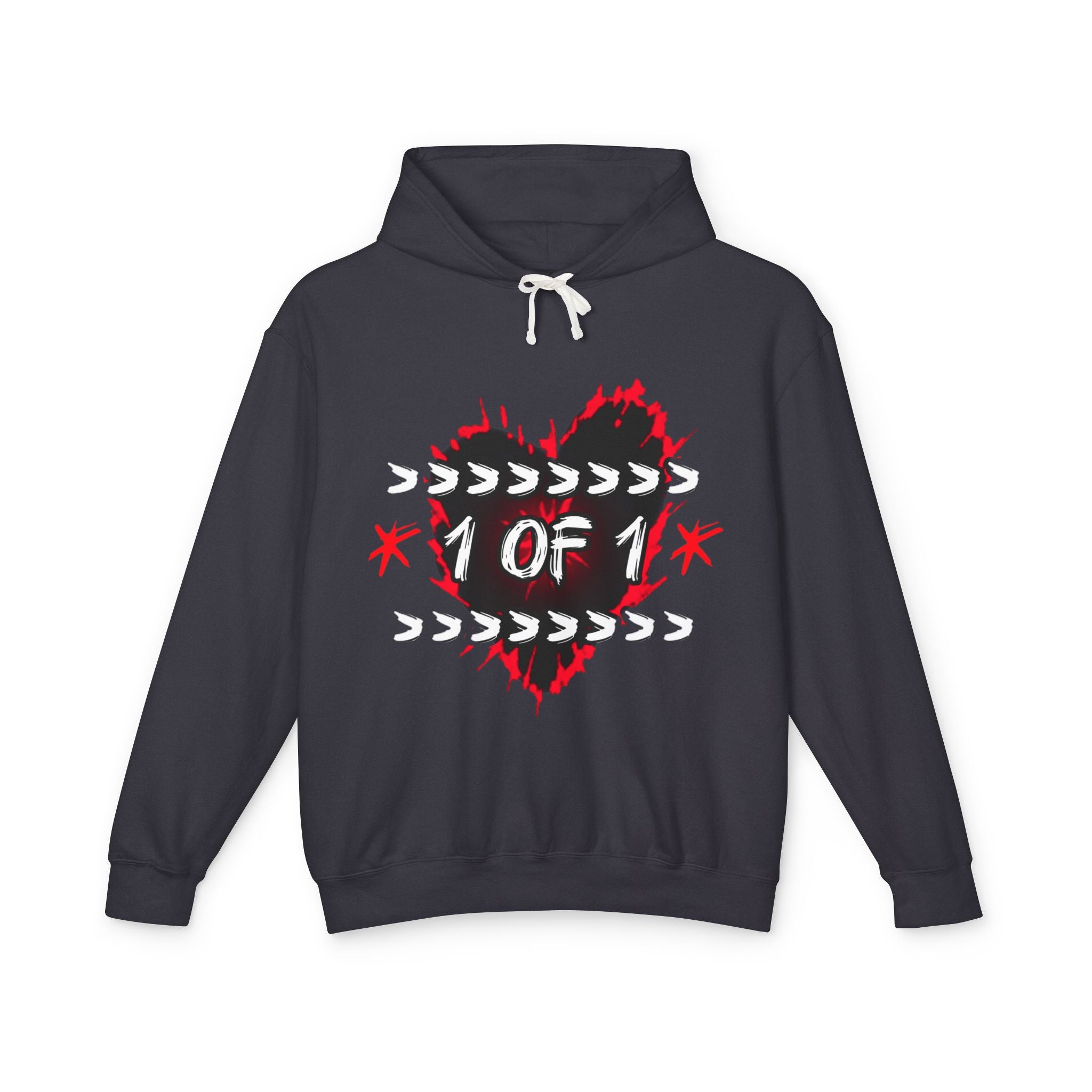 1 of 1 Heart Hoodie — Unique Graphic Lightweight Hooded Sweatshirt