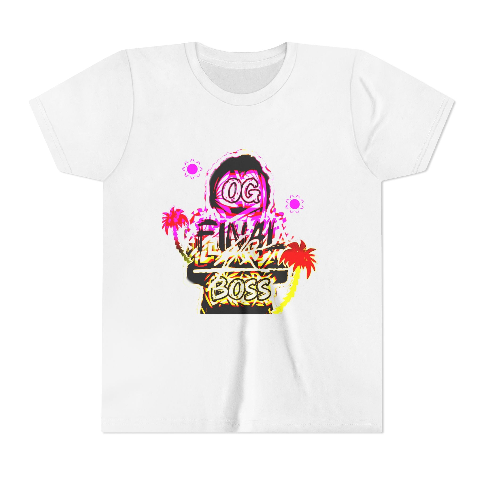 OG Final Boss Youth Tee — Neon Palm Tree / Summer Edition Graphic Kids T-Shirt