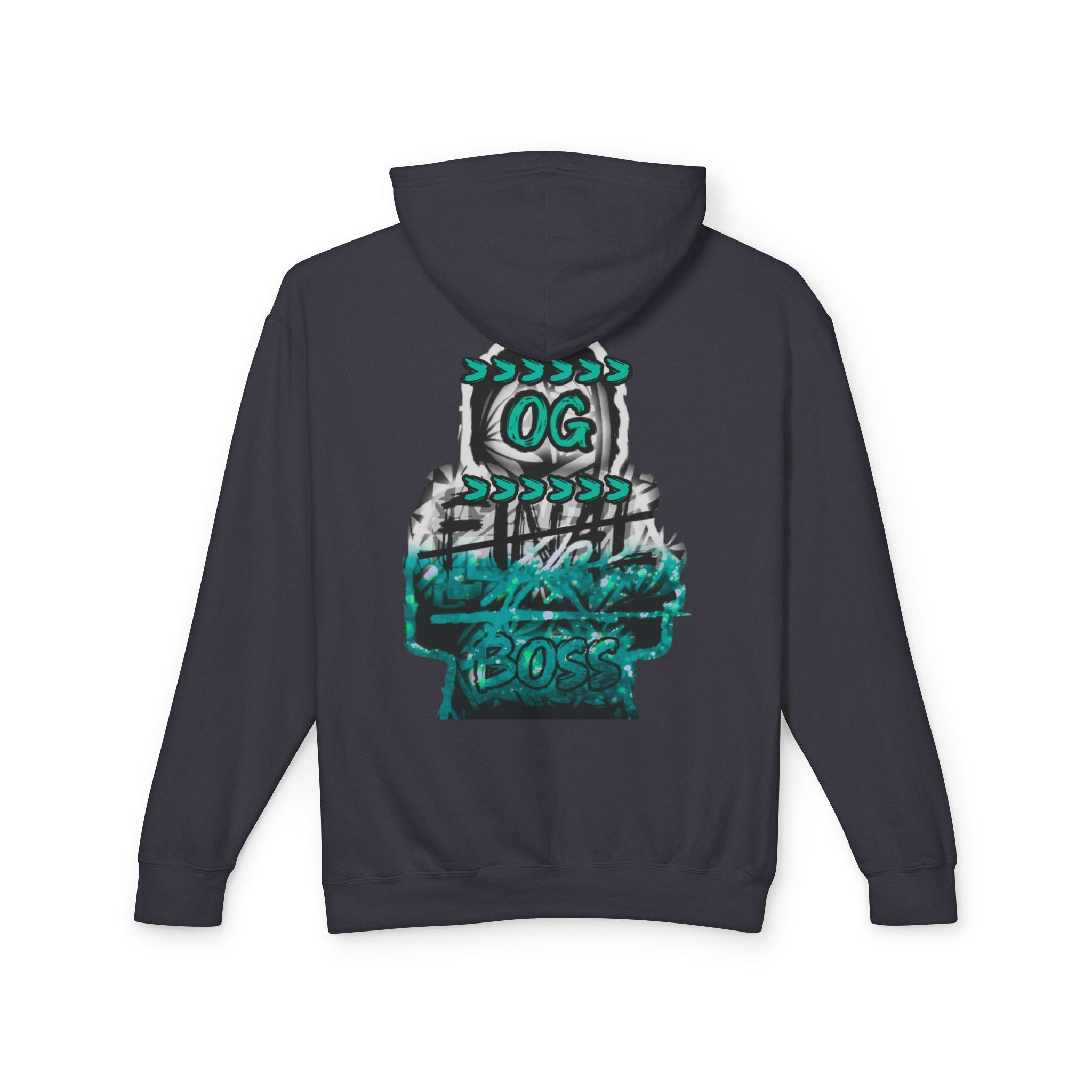OG Boss Streetwear Hoodie — Teal Graffiti Graphic Pullover