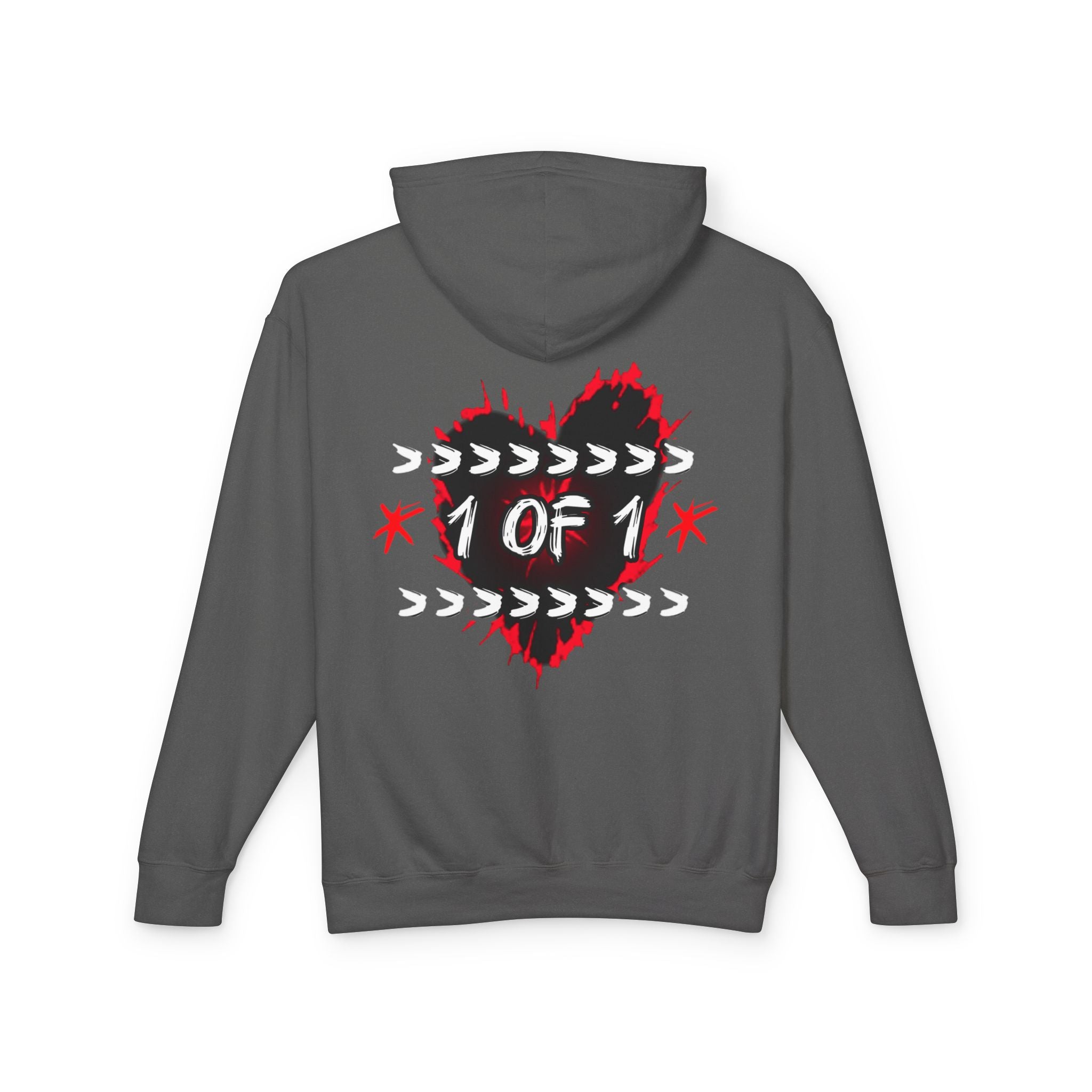 1 of 1 Heart Hoodie — Unique Graphic Lightweight Hooded Sweatshirt
