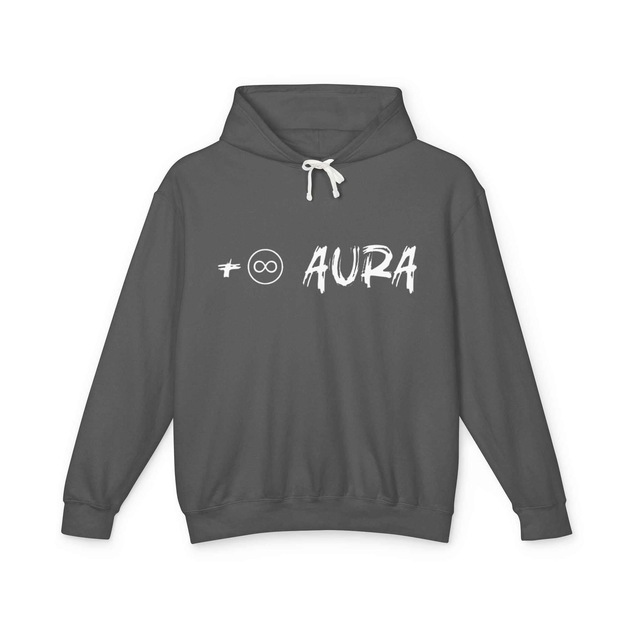 Aura Hoodie — Soft Cream Lightweight Hooded Sweatshirt with Subtle "aura" Script