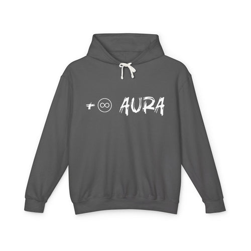 Aura Hoodie — Soft Cream Lightweight Hooded Sweatshirt with Subtle "aura" Script