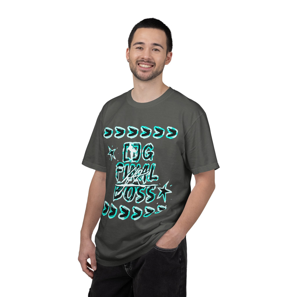 OG Final Boss Graphic Cyan star designed T-shirt - Streetwear
