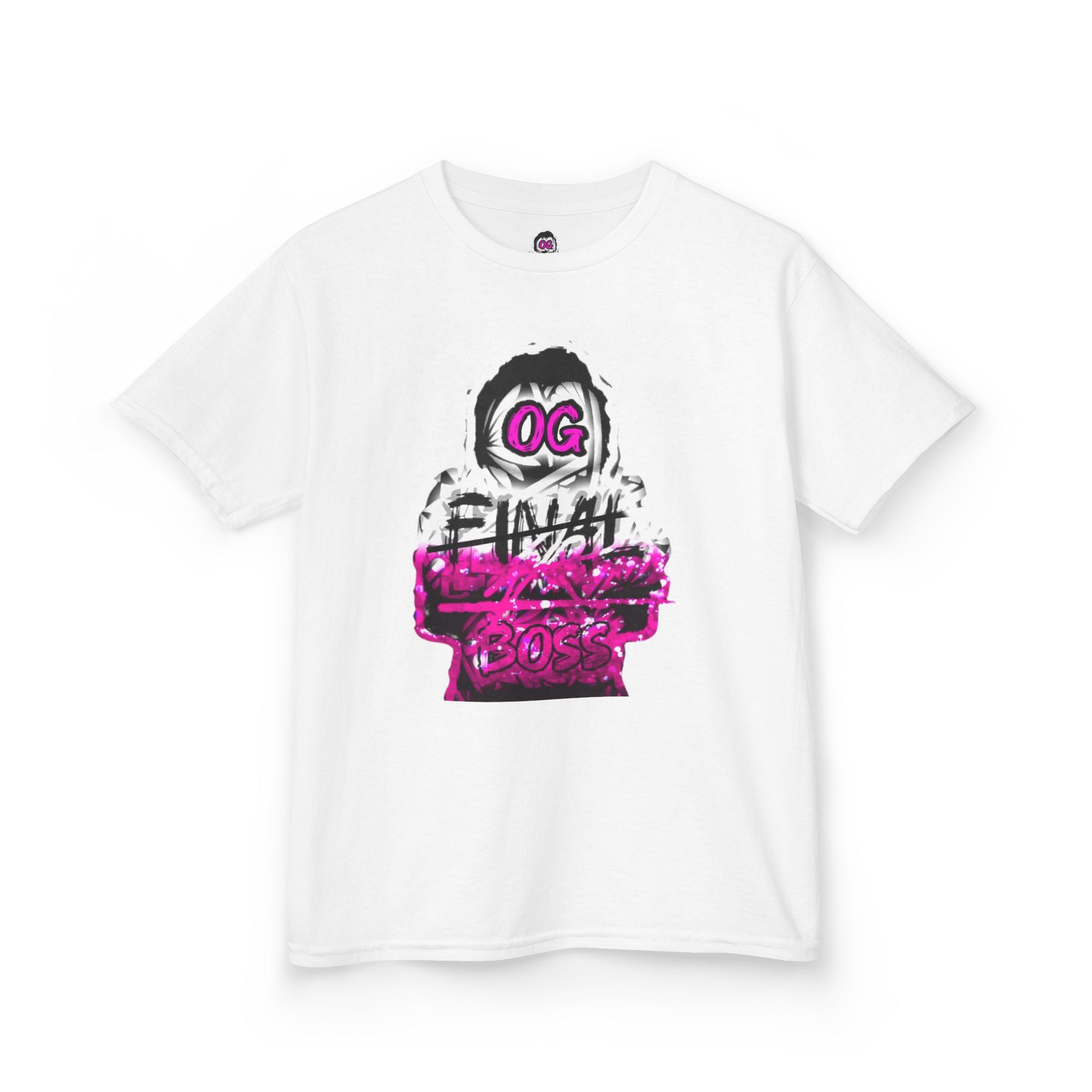 Kids Tee — OG Final Boss Skate Vibes Graphic T-Shirt (pink glitch)