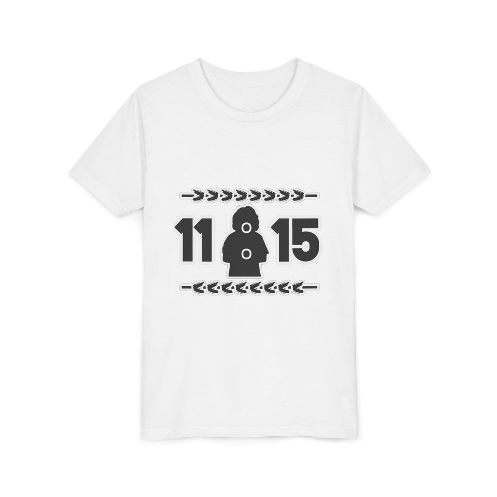 Youth Tee — '11:15' Black Silhouette Date Graphic Kids Shirt
