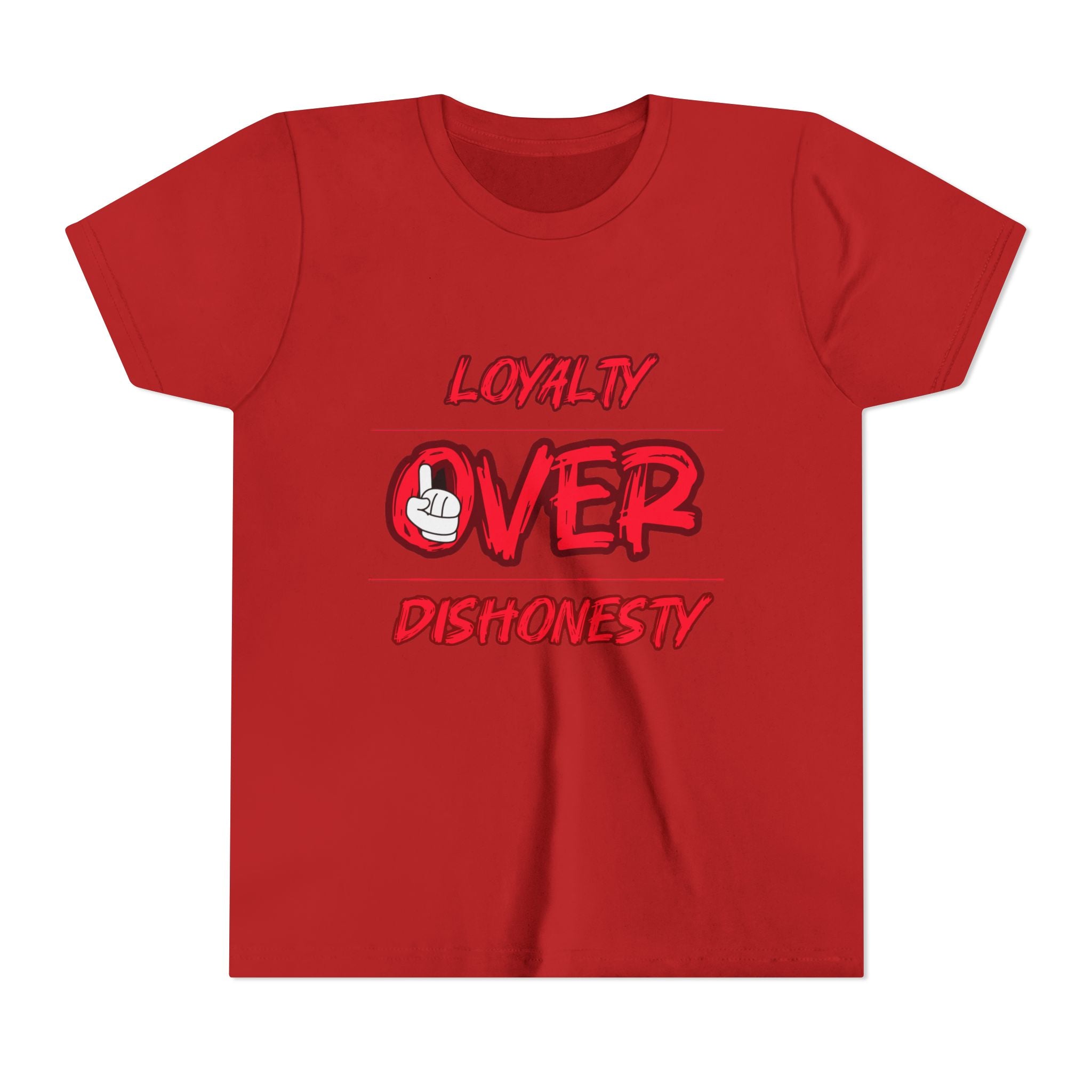 Youth Tee - "Loyalty Over Dishonesty" Graphic T‑Shirt (Red Street Style)