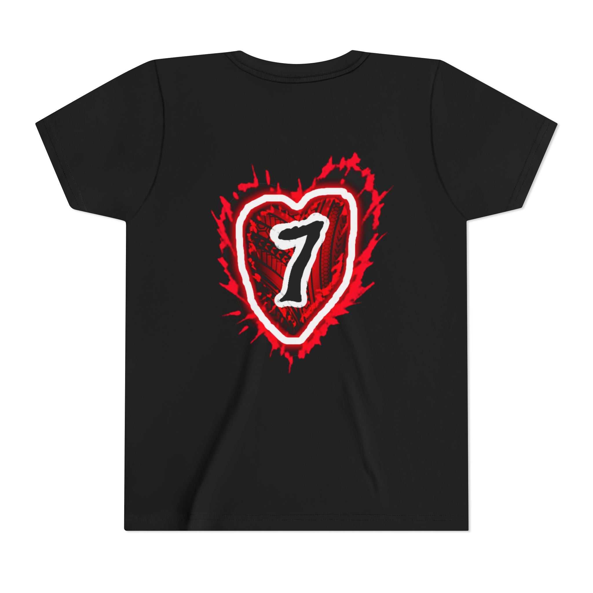 Youth Tee — Red Grunge Heart "7" Graphic